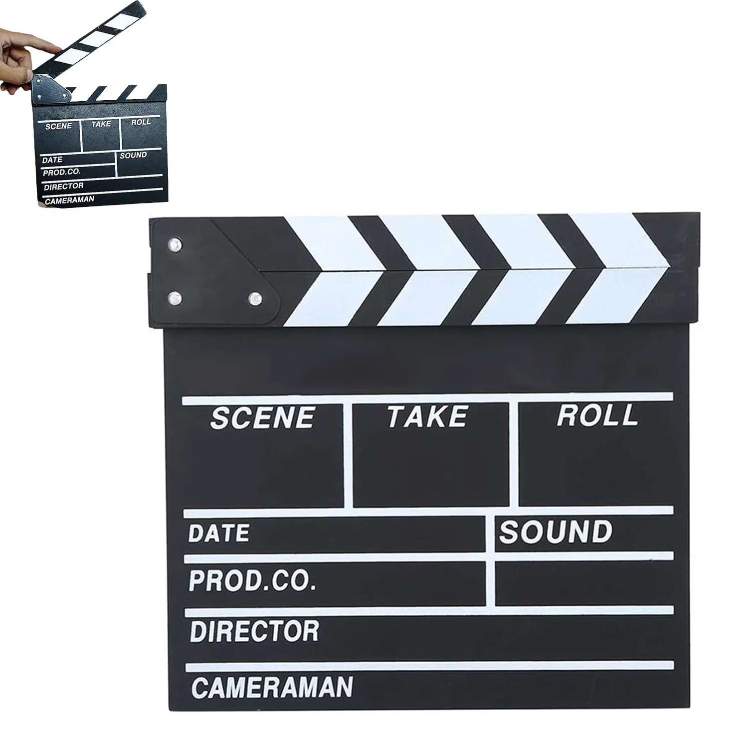 Rabat de Film - 20 x 20 cm - Director Flap Synchronous Flap - pour Film Acrylique - pour Film, séries TV, Accessoires de Prise de Vue, commerciaux (Noir - 1 pièce)