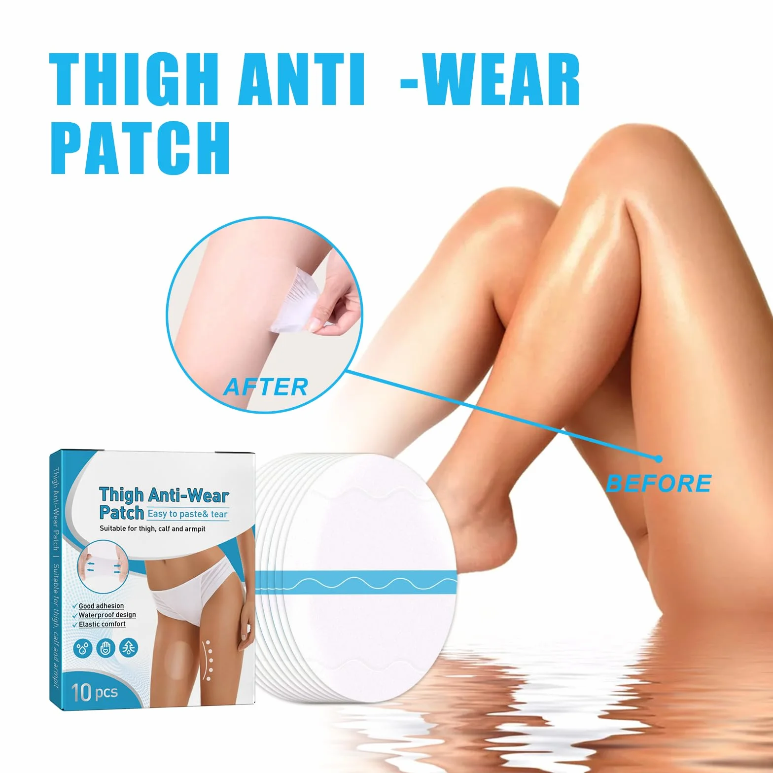 Patch de Cuisse Anti-frottements 20 Pâte Autocollant Protection Invisible Sport Course