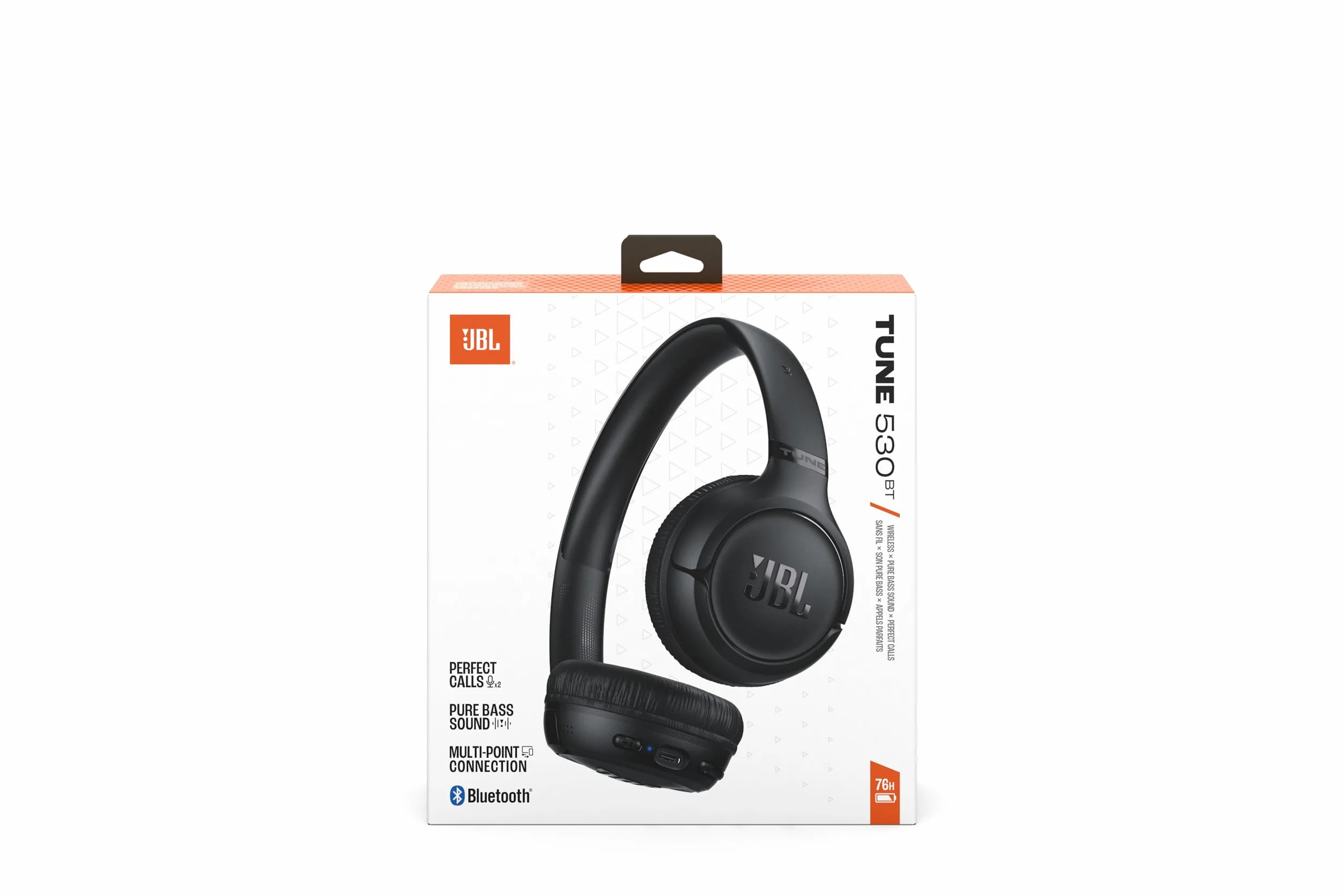 JBL Tune 530 BT, Casque Audio sans Fil, léger et Confortable, Bluetooth 6.0, autonomie jusqu'à 76 h, Charge Rapide, Design Pliable, Son JBL Pure Bass, Google Fast Pair, Microsoft Swift Pair, Noir