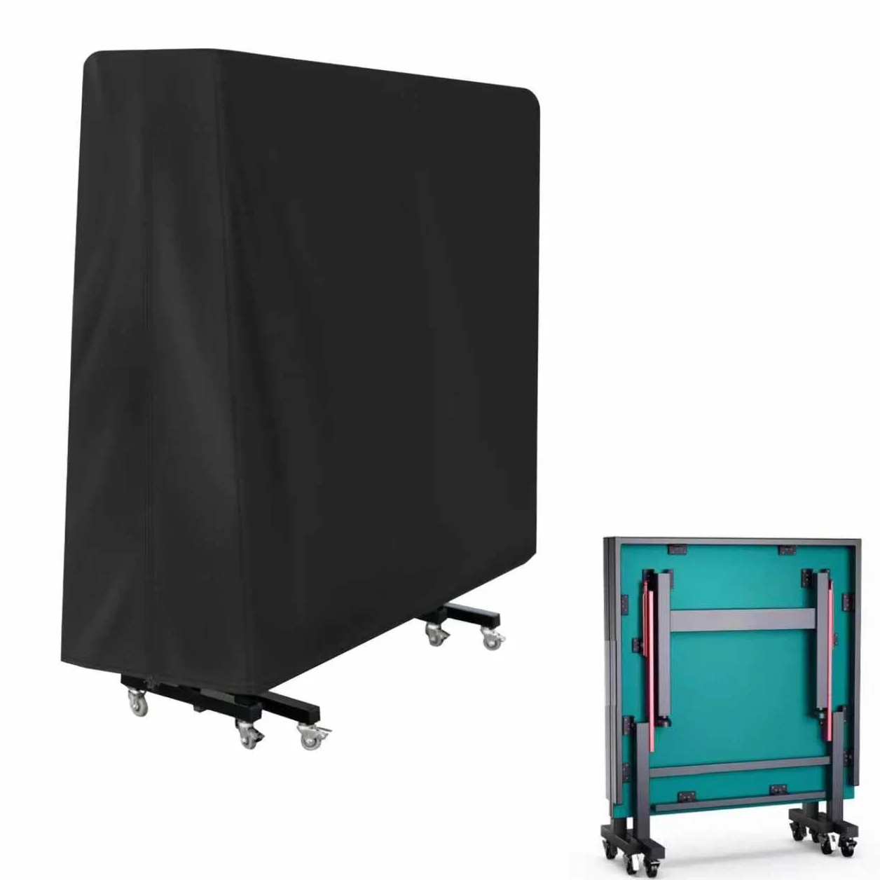 Housse Table Ping Pong Exterieur 165×70×185cm Oxford Imperméable Résistant UV Noir