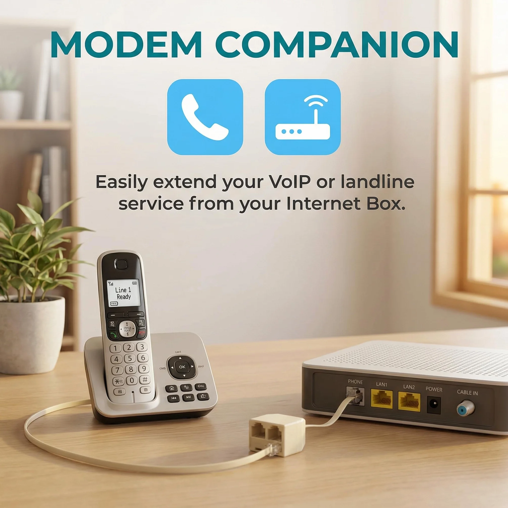 Répartiteur Téléphonique RJ11 6P4C (1 Mâle vers 2 Femelles), Adaptateur Doubleur de Prise Téléphone Fixe pour Box ADSL, Fax, Modem et Répondeur - Câble Séparateur de Ligne