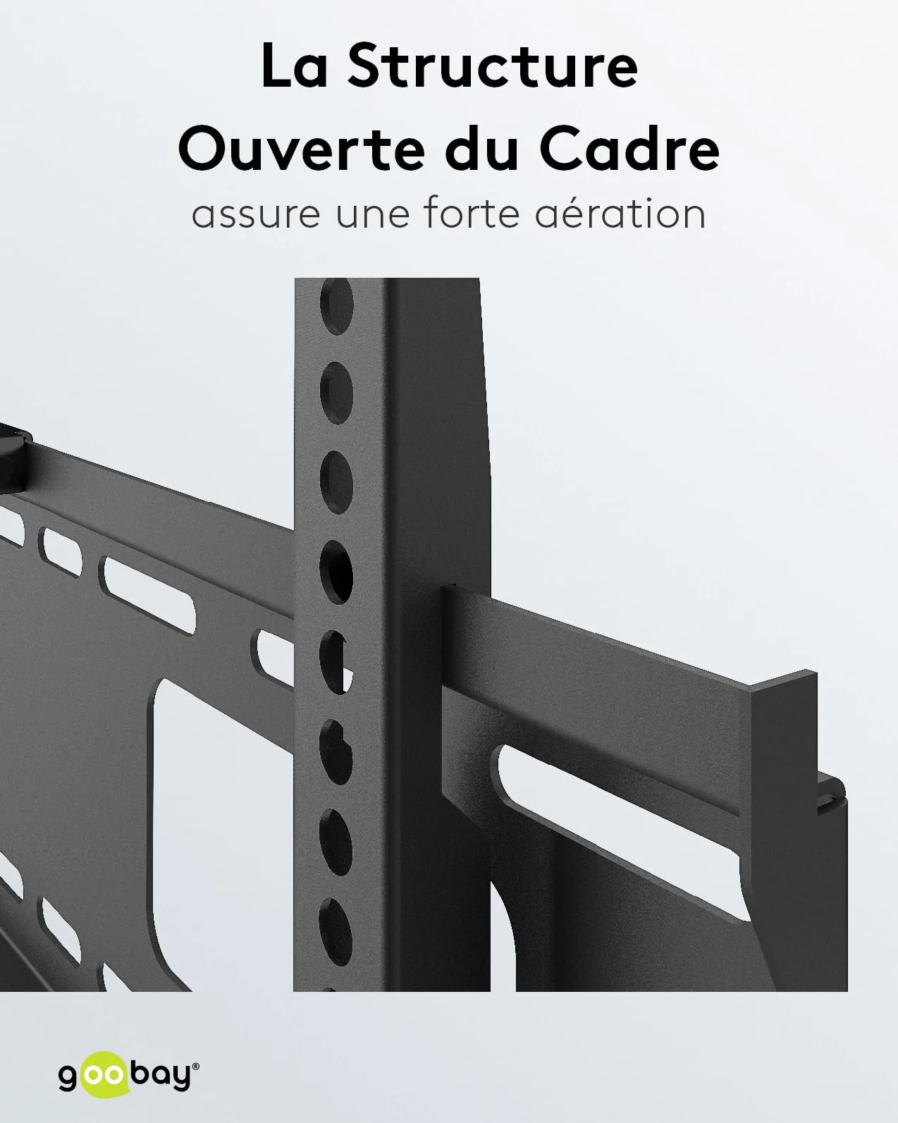 goobay Support TV Mural Fixe 43-100 Pouces 30,5 mm VESA 900x600 Charge Lourde Jusqu'à 75 kg - Pro FIXED XL - 49892