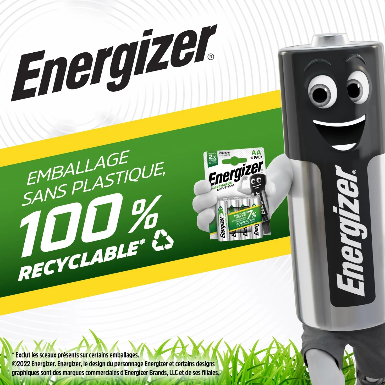 Energizer Piles Rechargeables AA 1350 mAh NiMH Lot de 4