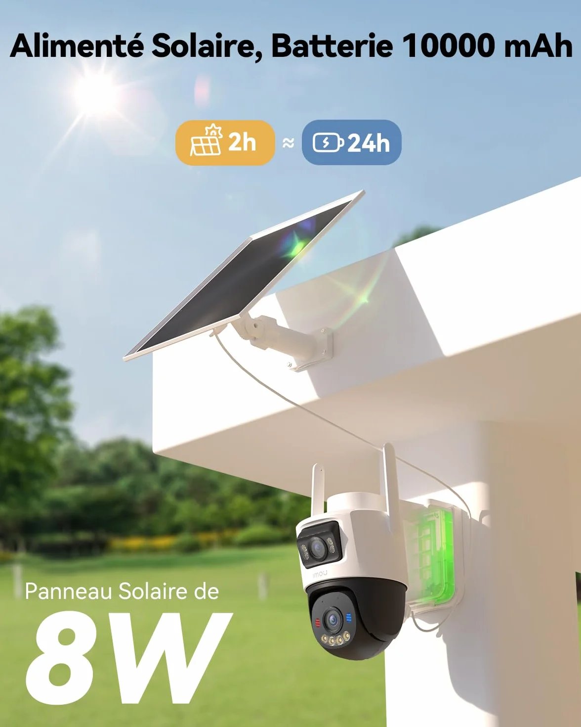 Imou 4G LTE Caméra Solaire avec Carte SIM, 10MP(5MP+5MP) Caméra Surveillance WiFi Extérieure sans Fil Double Objectif, AOV 24/7 Enregistrement, 25M Détection Personnes/Véhicules, microSD 64Go Incluse