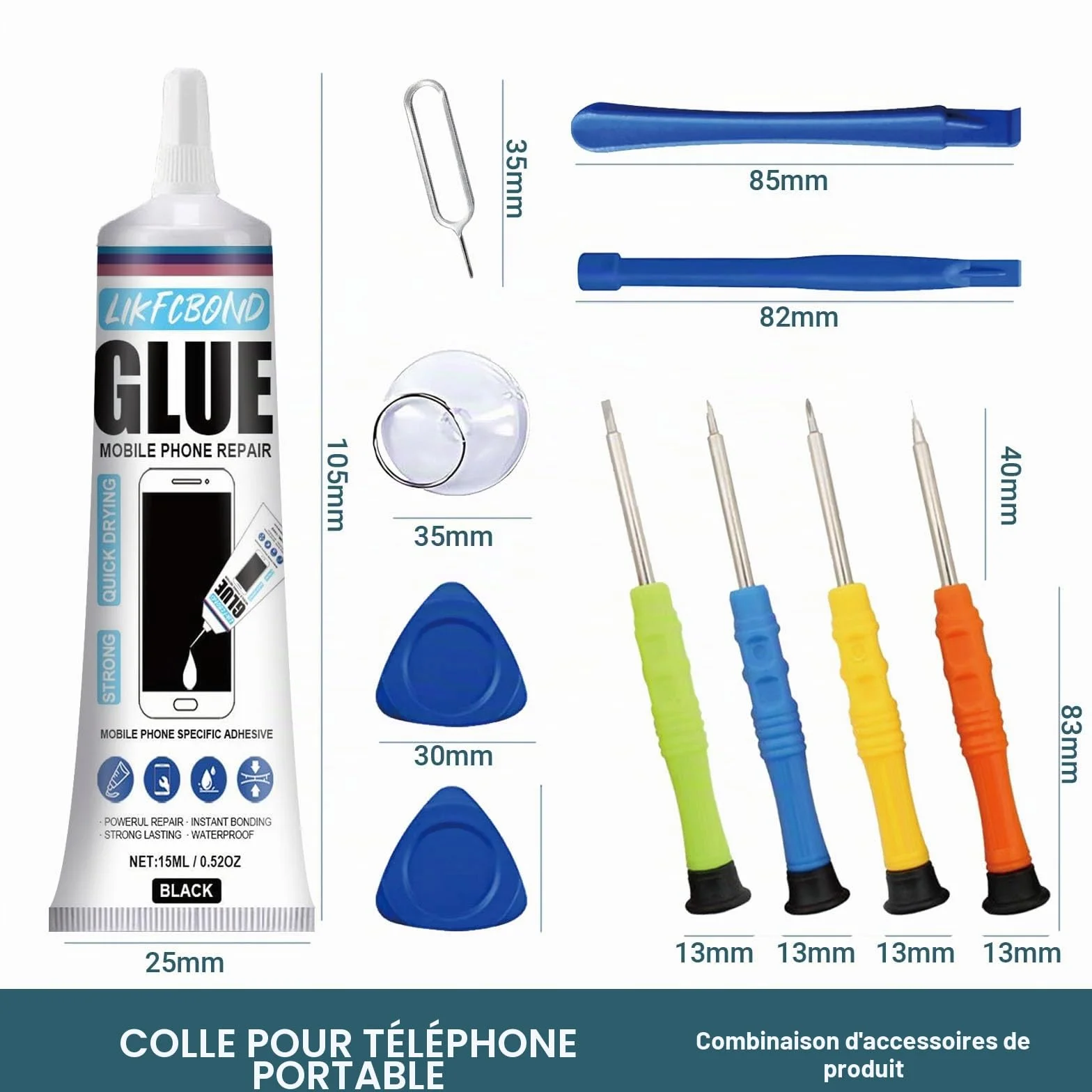 2 Pièces 15ML Colle Ecran Smartphone, Colle pour Telephone Portable, Convient pour coller Les Écrans de Téléphones Portables Tablettes Ordinateurs Portables Appareils Photo etc