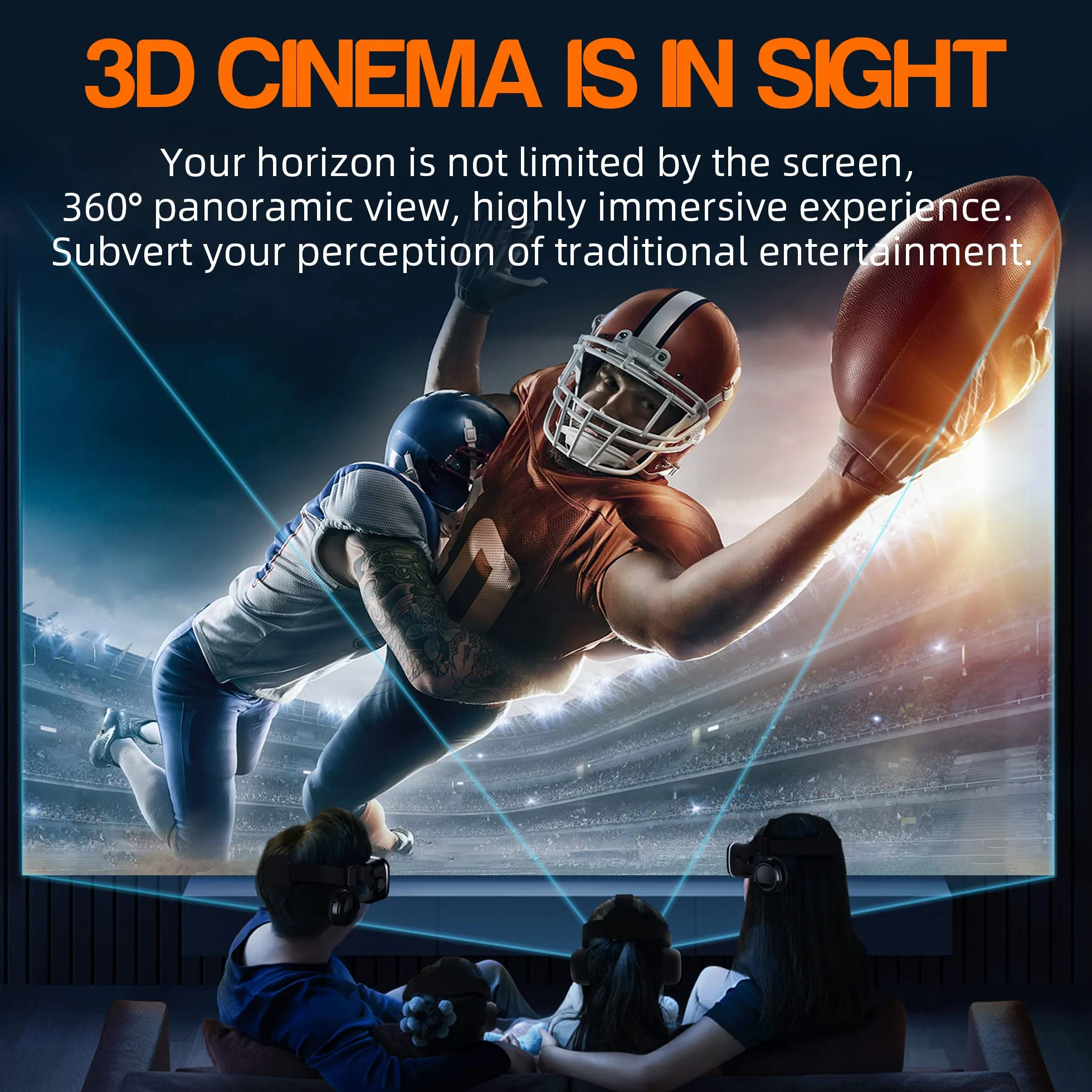 Casque VR HD Lunettes 3D avec Écouteurs Hi-Fi Intégrés Réalité Virtuelle pour Smartphone Films Jeux