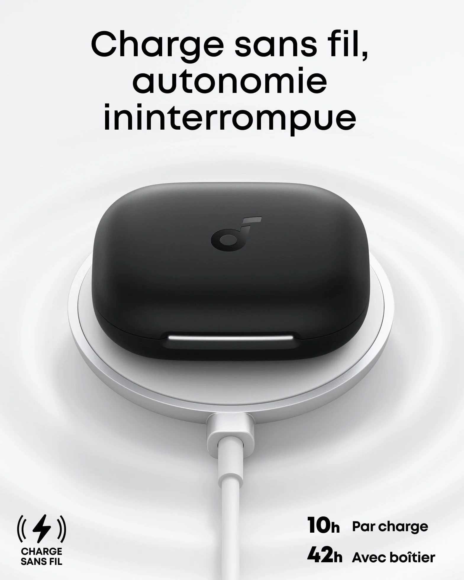 soundcore AeroFit 2 by Anker, écouteurs oreilles libres, 4 positions réglables, basses 2x plus riches, Hi-Res, autonomie 42h, IP55, appels clairs avec IA, chargement sans fil, traduction en temps réel