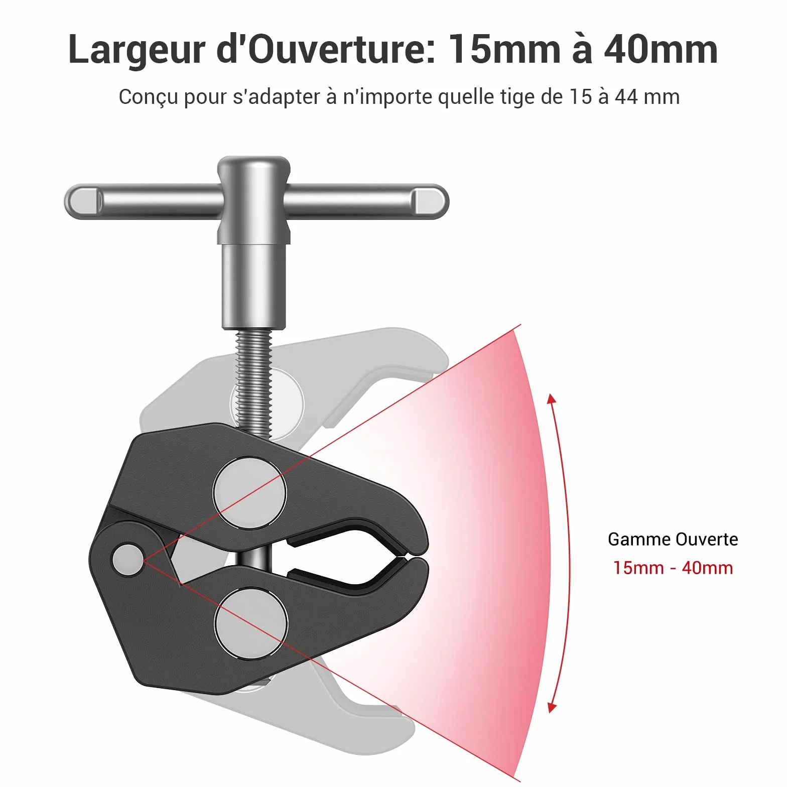 SMALLRIG Super Clamp et Bras Magique Articulé à Friction Réglable de 10 Pouces avec Vis 1/4" pour Moniteur LCD/Lumières LED - 2732B