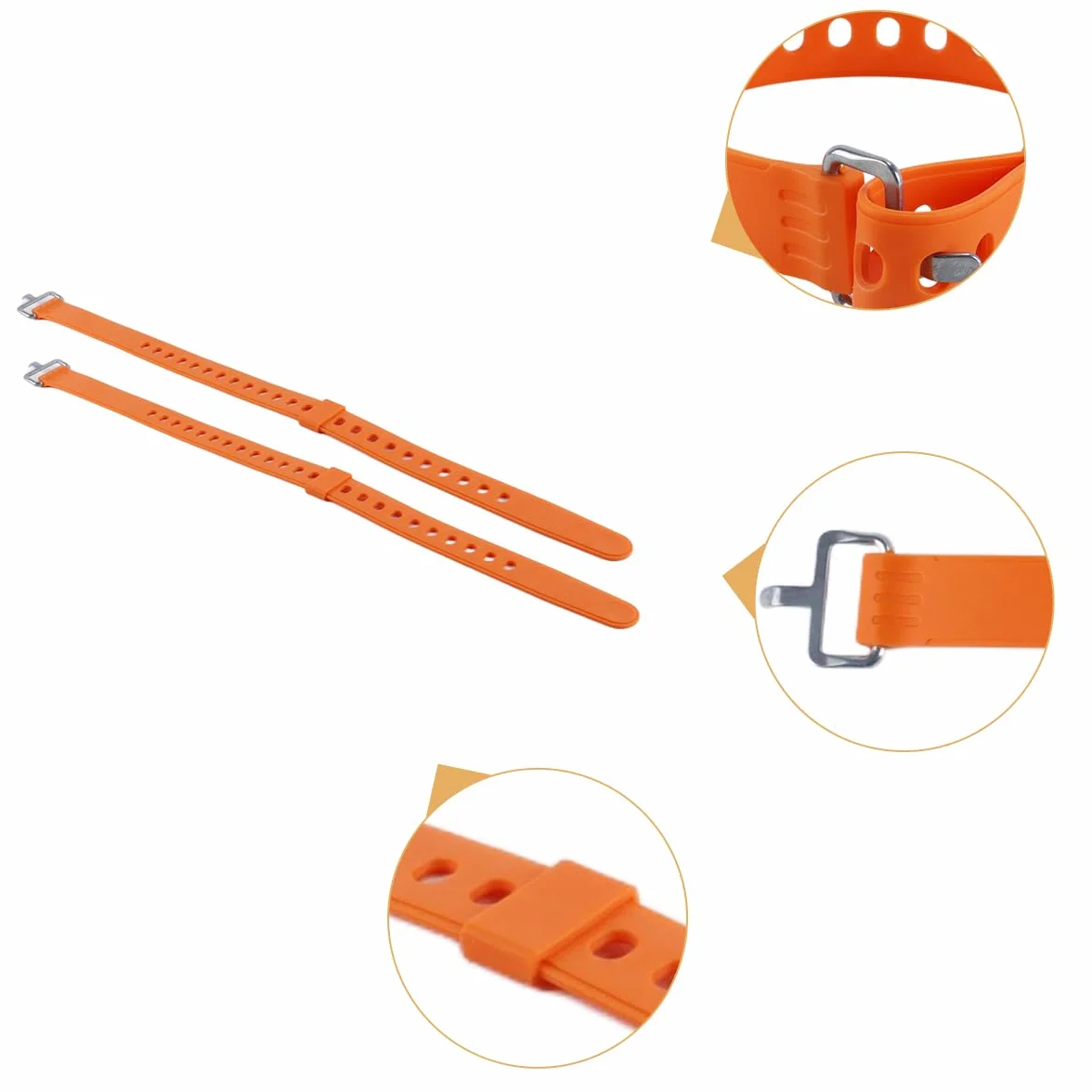Lot de 4 sangles réglables pour raquettes à neige, snowboard, randonnée (orange)