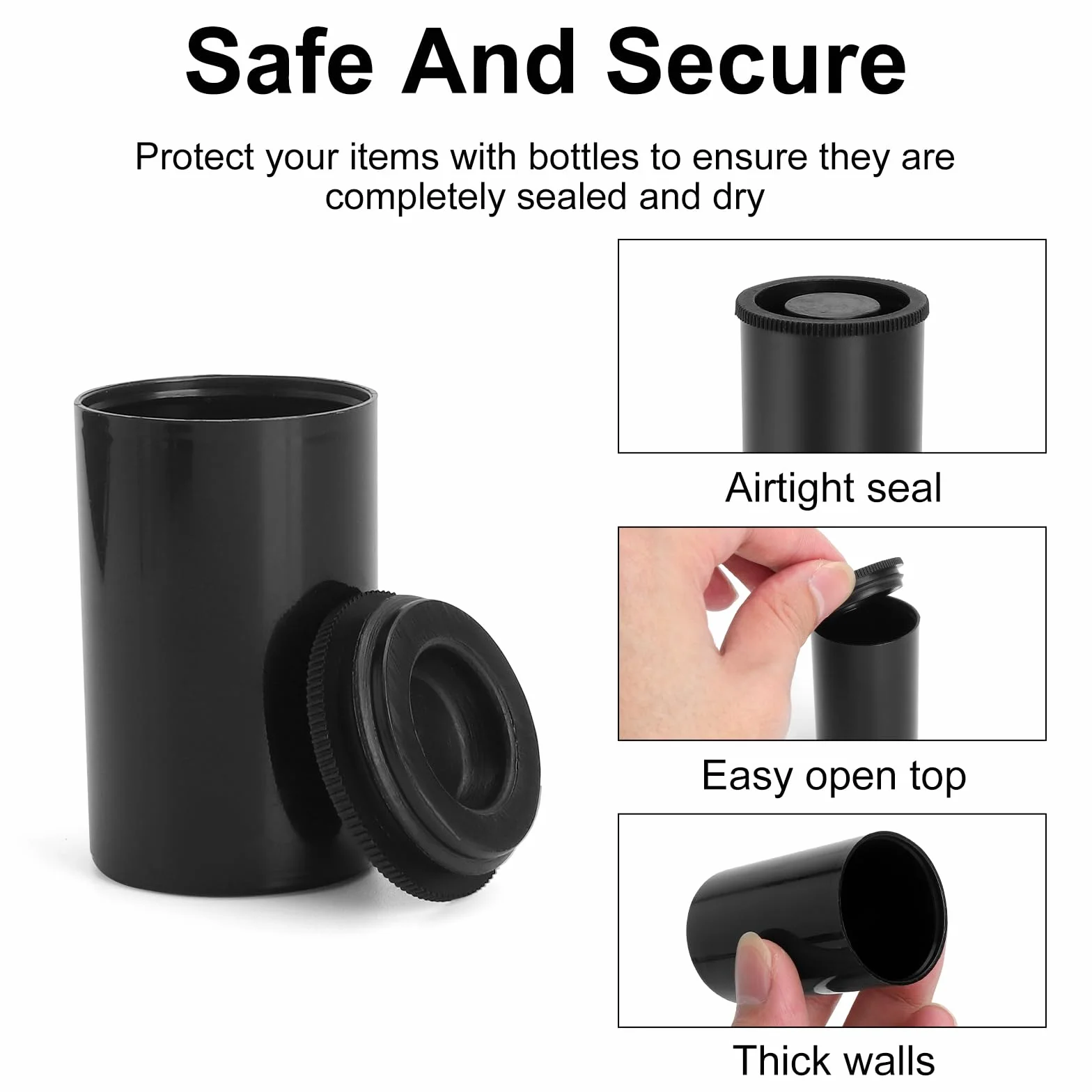 Boite Pellicule avec Couvercle 30 Pièces Noir, Boite Pellicule Plastique Rangement, Boite Pellicule Film 35mm, Petite Boite Plastique avec Couvercle pour Rangement Petites Pièces DIY