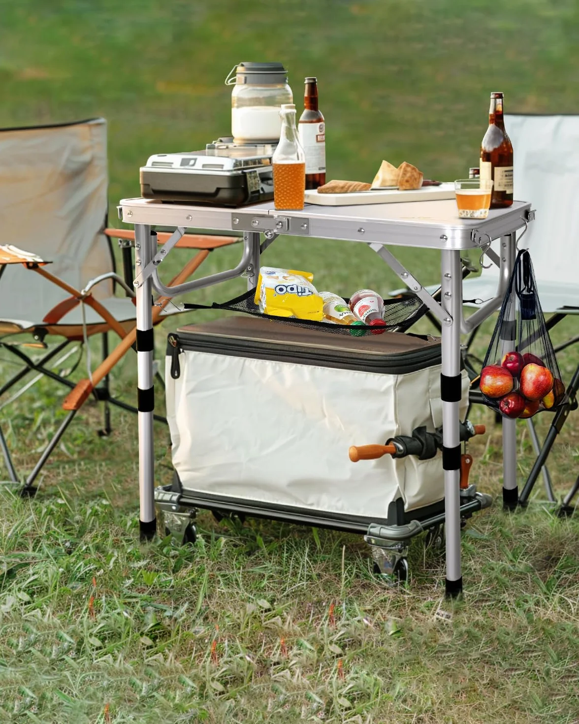 Table de Camping Pliante Sportneer 4 Hauteurs Réglables 60×40 cm Aluminium