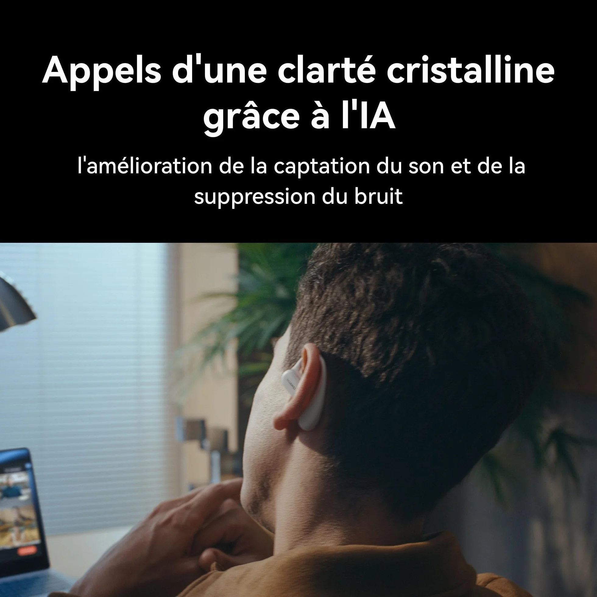 HUAWEI FreeArc écouteurs Ouverts, écouteurs sans Fil, Jusqu'à 28 h d'autonomie, Résistants à l'eau IP57, Ecouteurs pour Le Sport, Appels Ultra Stables, avec iOS, Android et Windows, Noir