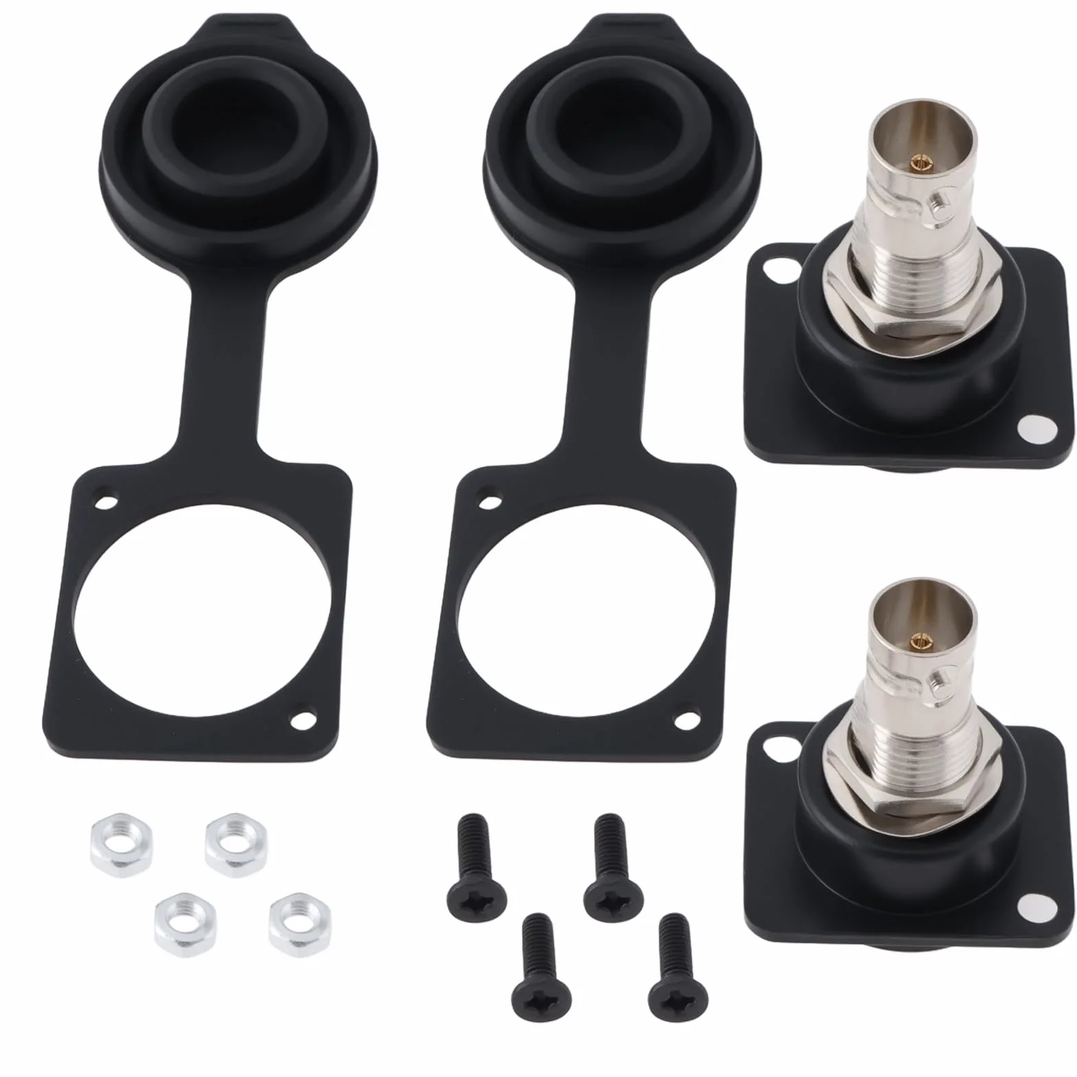 Connecteur BNC Type D 75 Ohms Montage Panneau 2 Pièces Vidéo SDI 31x26mm Noir