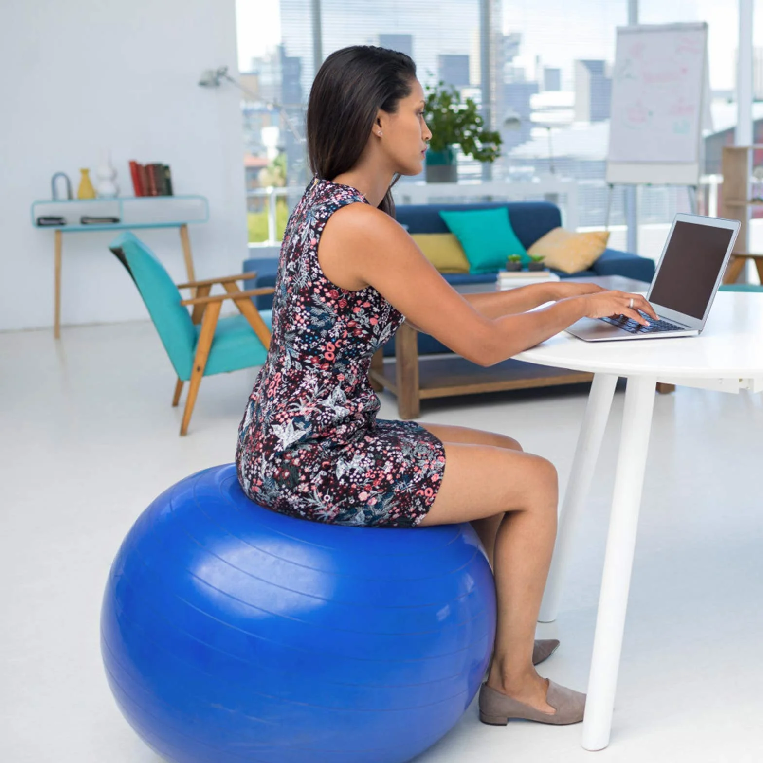 Flintronic Ballon Fitness Anti-Explosif Ultra-Épais avec Pompe Pied, Balle de Yoga 65/55cm