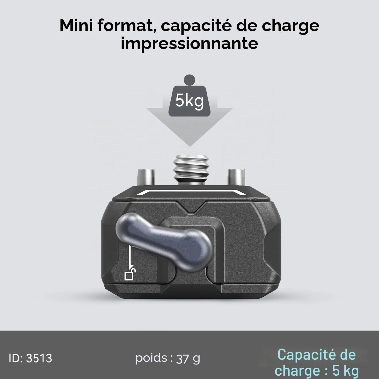 SMALLRIG Mini Plaque à Dégagement Rapide avec Vis 1/4", HawkLock Drop-in QR Plate Camera Mount pour Canon pour Sony pour Trépied, Monopode, Caméscope, Lumière LED, Caméra d'action, Moniteur - 3513C