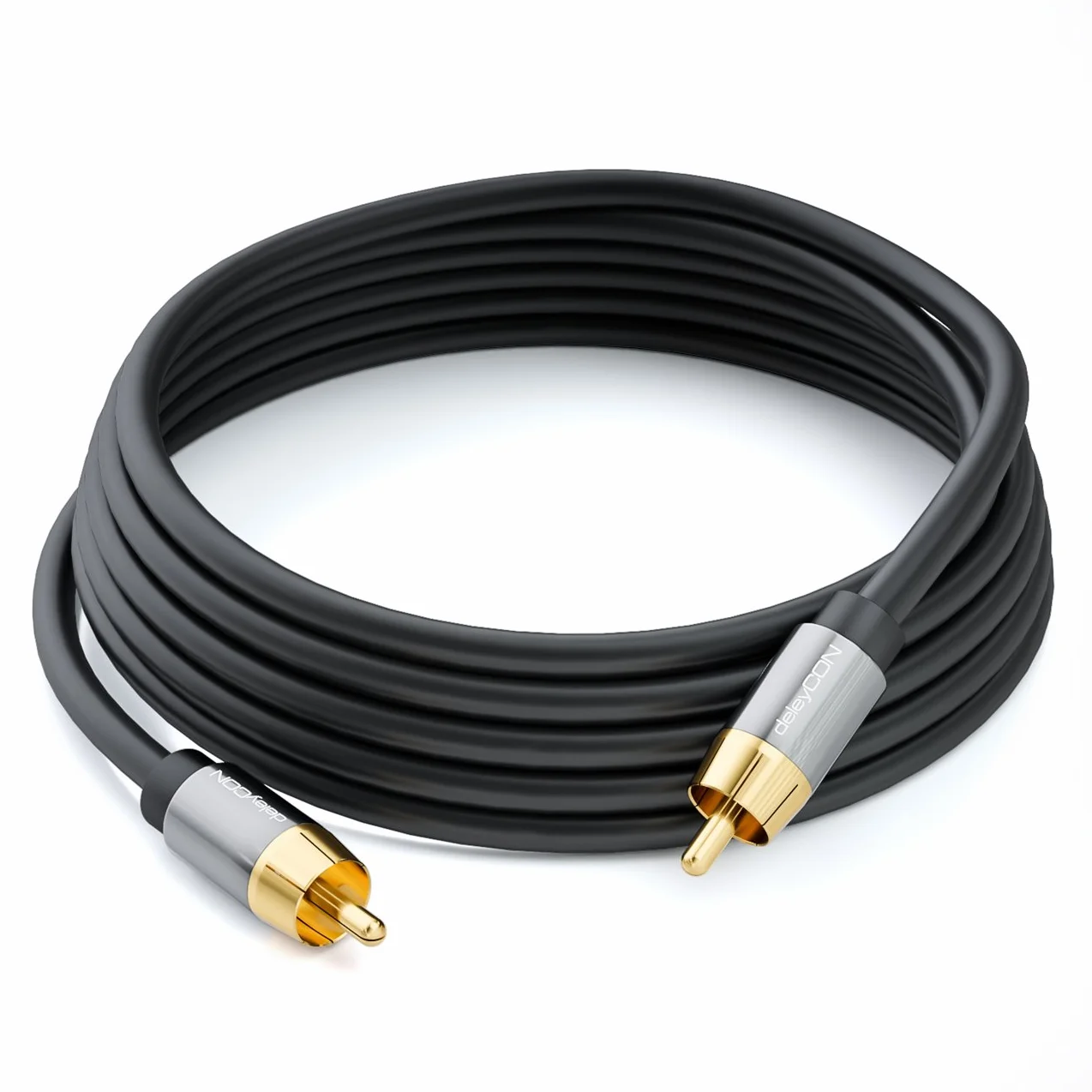deleyCON 3,0m Câble Subwoofer - Cinch RCA Coaxial Numérique - Fiches Dorées - Liaison Audio - Subwoofer AV Receiver Amplificateur Home Cinéma