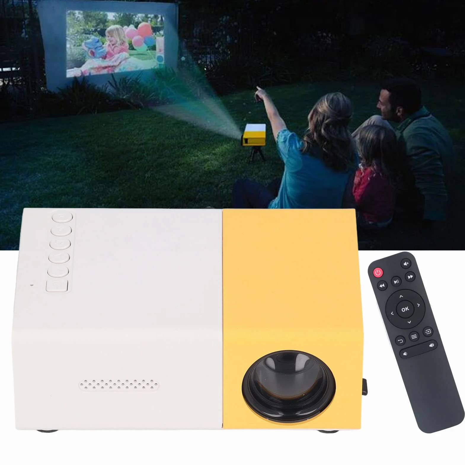 Mini Projecteur LED Portable 1080 HD pour Ordinateur, Consoles Jeux, Cinéma Maison 24-60 Pouces