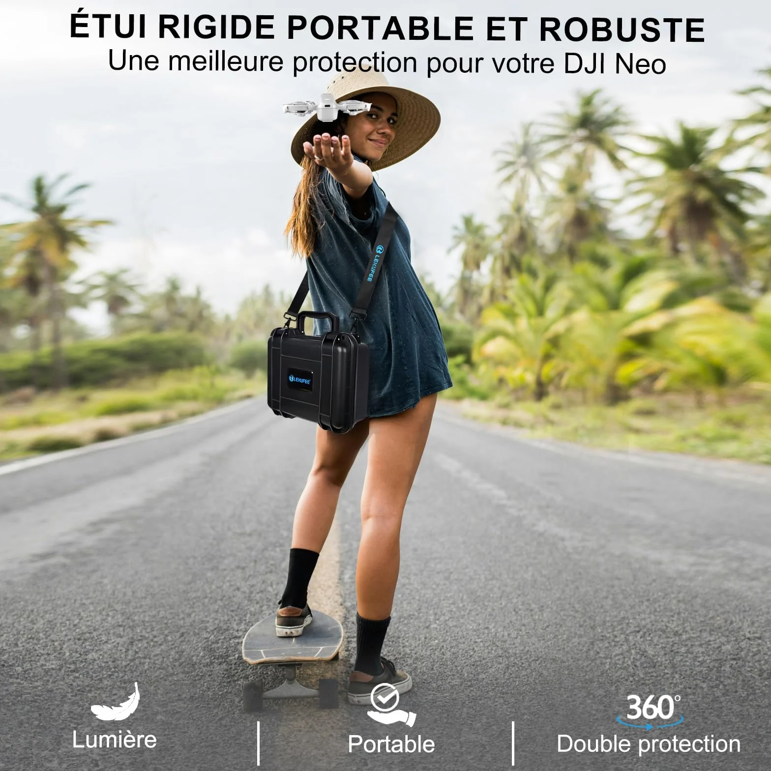 LEKUFEE Boîte Rigide étanche et Portable pour Drone DJI Neo 1, Bundle Fly More DJI Neo 1, télécommandes RC-N3, RC-N2 et Accessoires (étui Seulement)