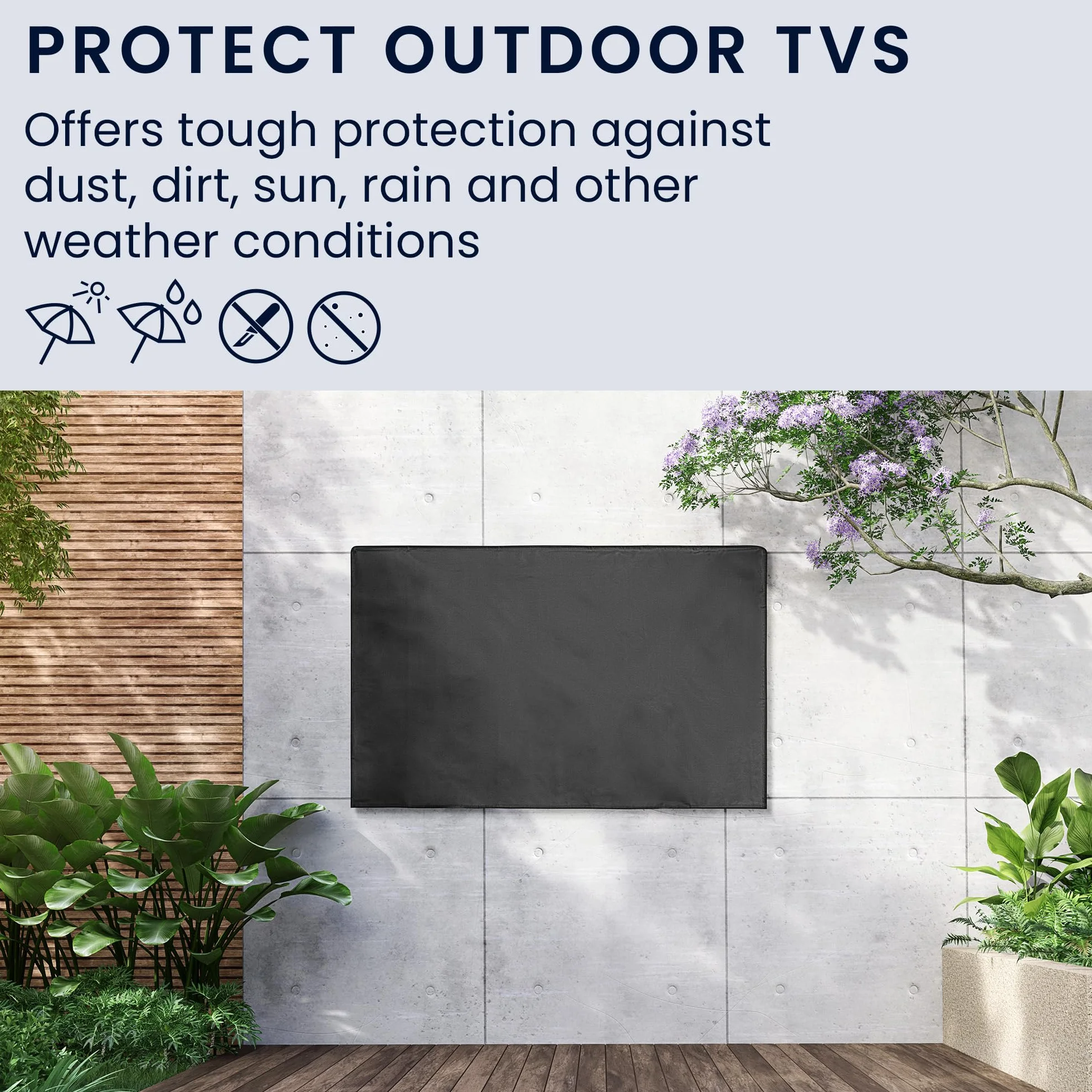 kwmobile Housse écran TV compatible 75" TV - Housse protection TV extérieure contre intempéries poussière éclaboussures noir