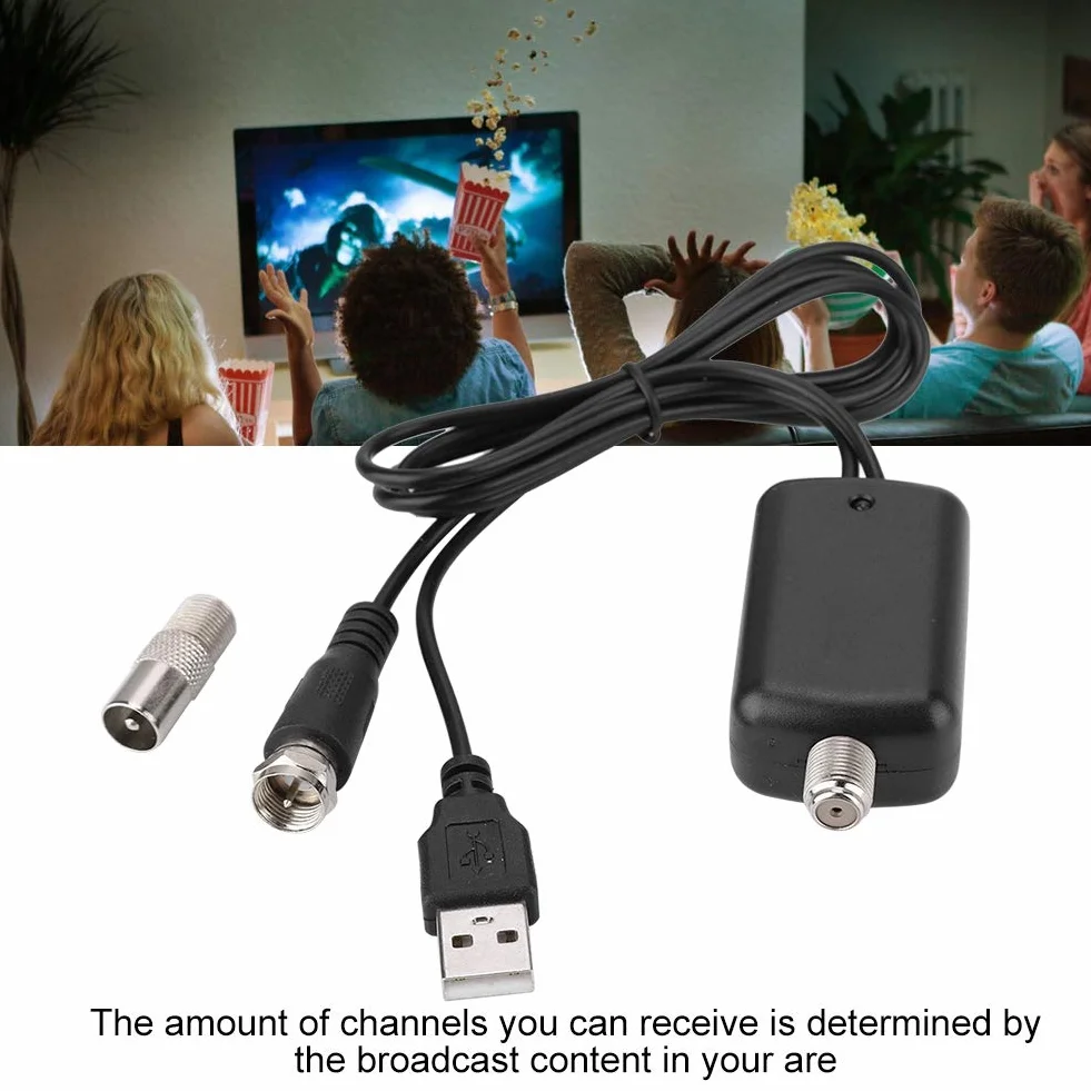 Queen.Y Amplificateur d'antenne TV HD 25 dB Haut Gain Intérieur USB 4K 1080P VHF UHF