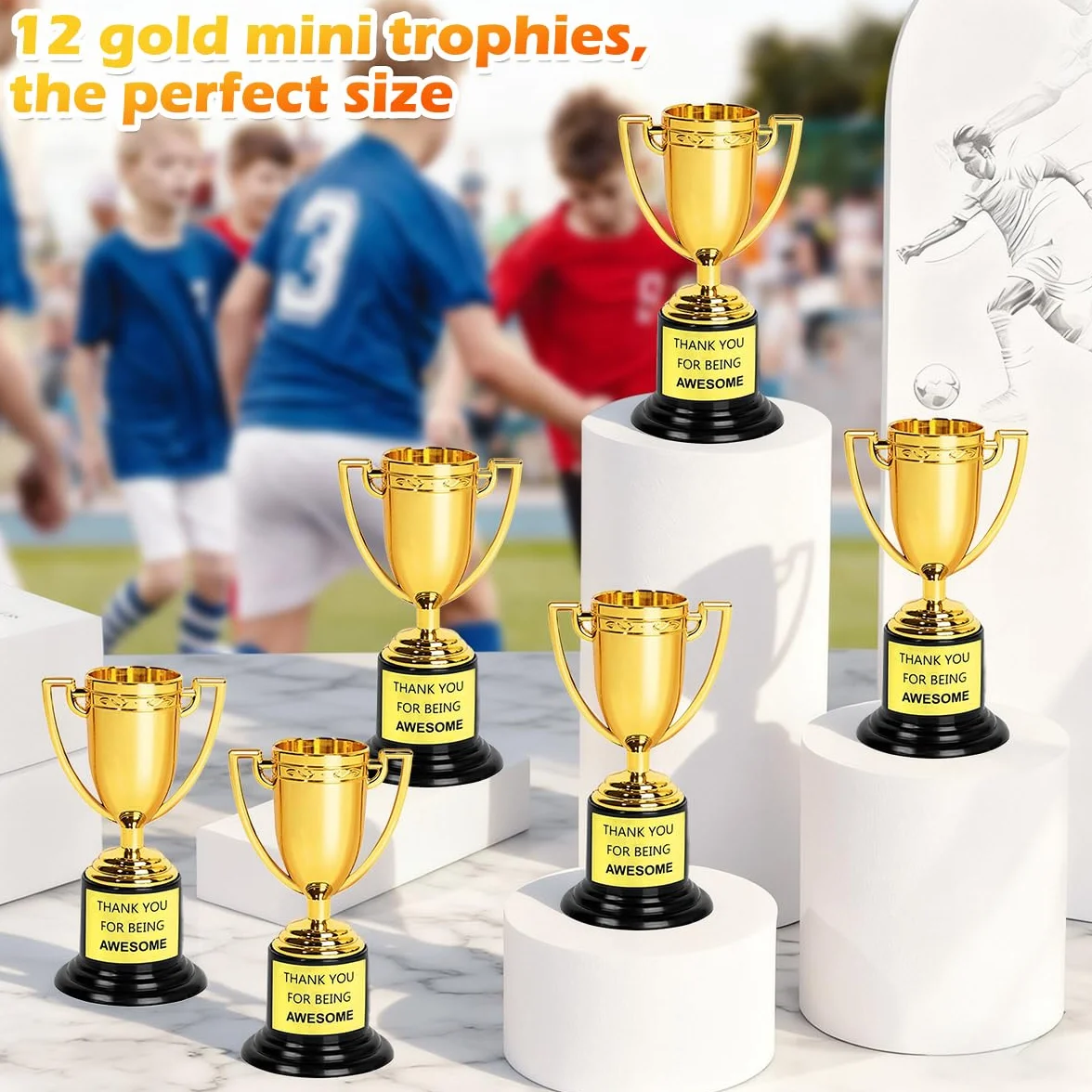 Mini Coupes Trophées Football Plastique Dorés Anniversaire Cadeaux Tournois Sportifs