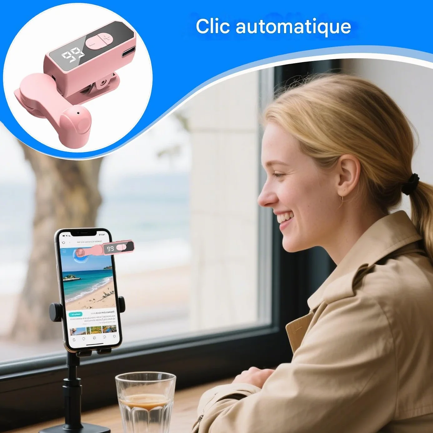 Phone Clicker - Cliqueur Automatique Intelligent pour Écran | Accessoire Téléphone pour Saisie Données Bureau Jeux Tests Logiciels Récompenses Navigation Web Lecture Vidéo Étudiants
