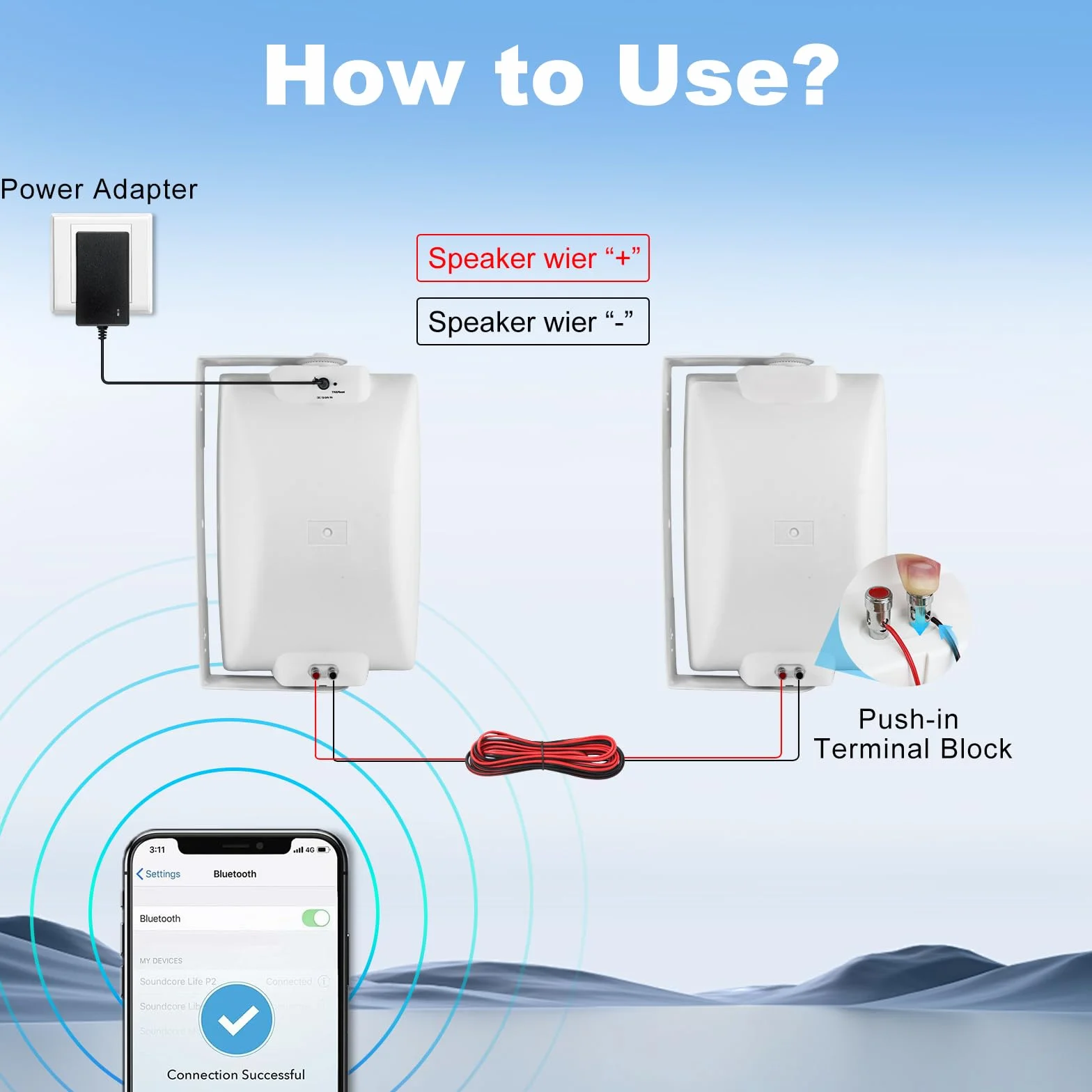 Herdio 8 Pouces 600W Haut-Parleur Bluetooth extérieur, étanche Enceintes d'extérieur, Haut-Parleur Mural résistant avec Paire TWS | Convient aux Grands espaces (Blanc)