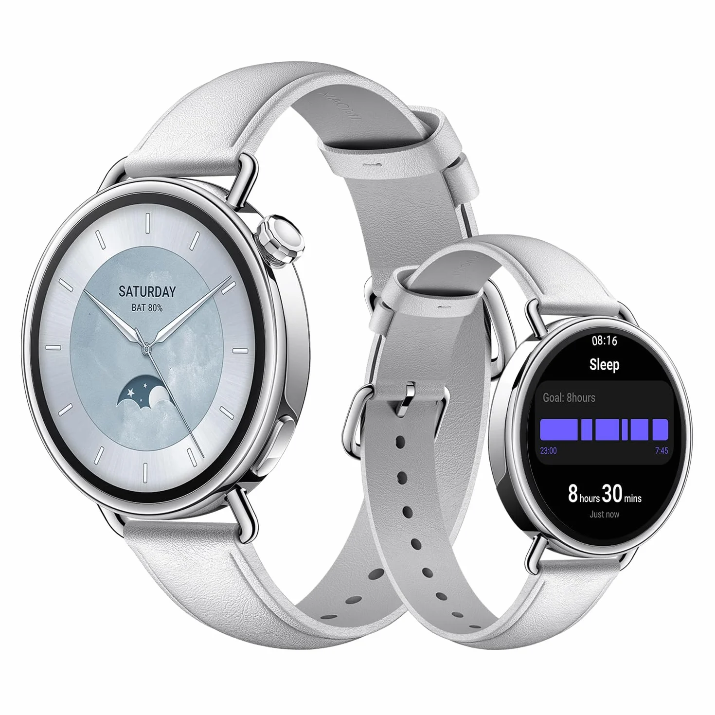 XIAOMI Watch S4 41mm, Montre connectée compacte, boîtier ultra-léger 32g, prédiction cycle menstruel, 150+ modes sportifs, HyperOS 3, Bracelet Cuir Blanc
