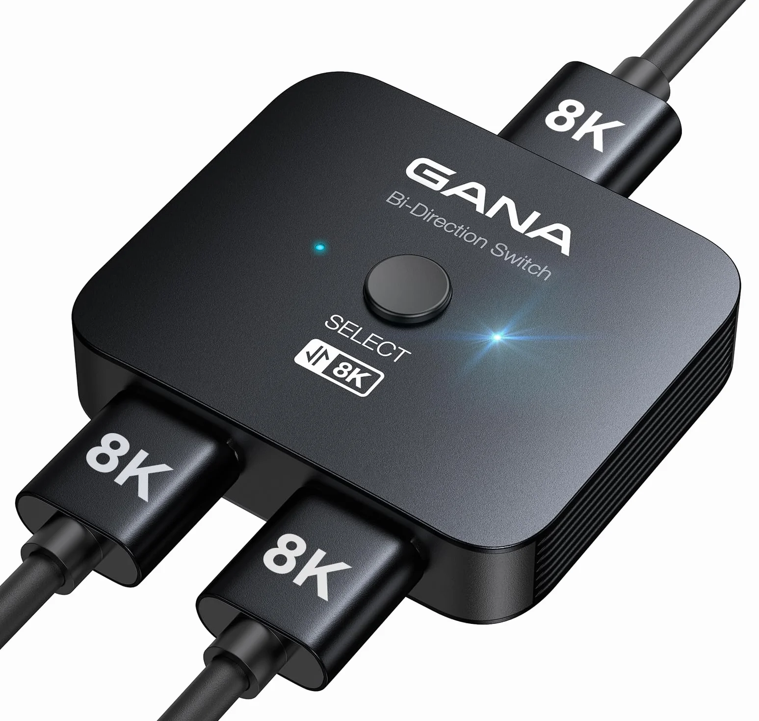 GANA Commutateur HDMI 2.1,Switch HDMI 8K 2 en 1 Sortie, Prend en Charge 4K @ 120 Hz, 8K @ 60 Hz,Compatible avec PS5/4, Xbox, Roku, Apple TV, Fire Stick,Noir