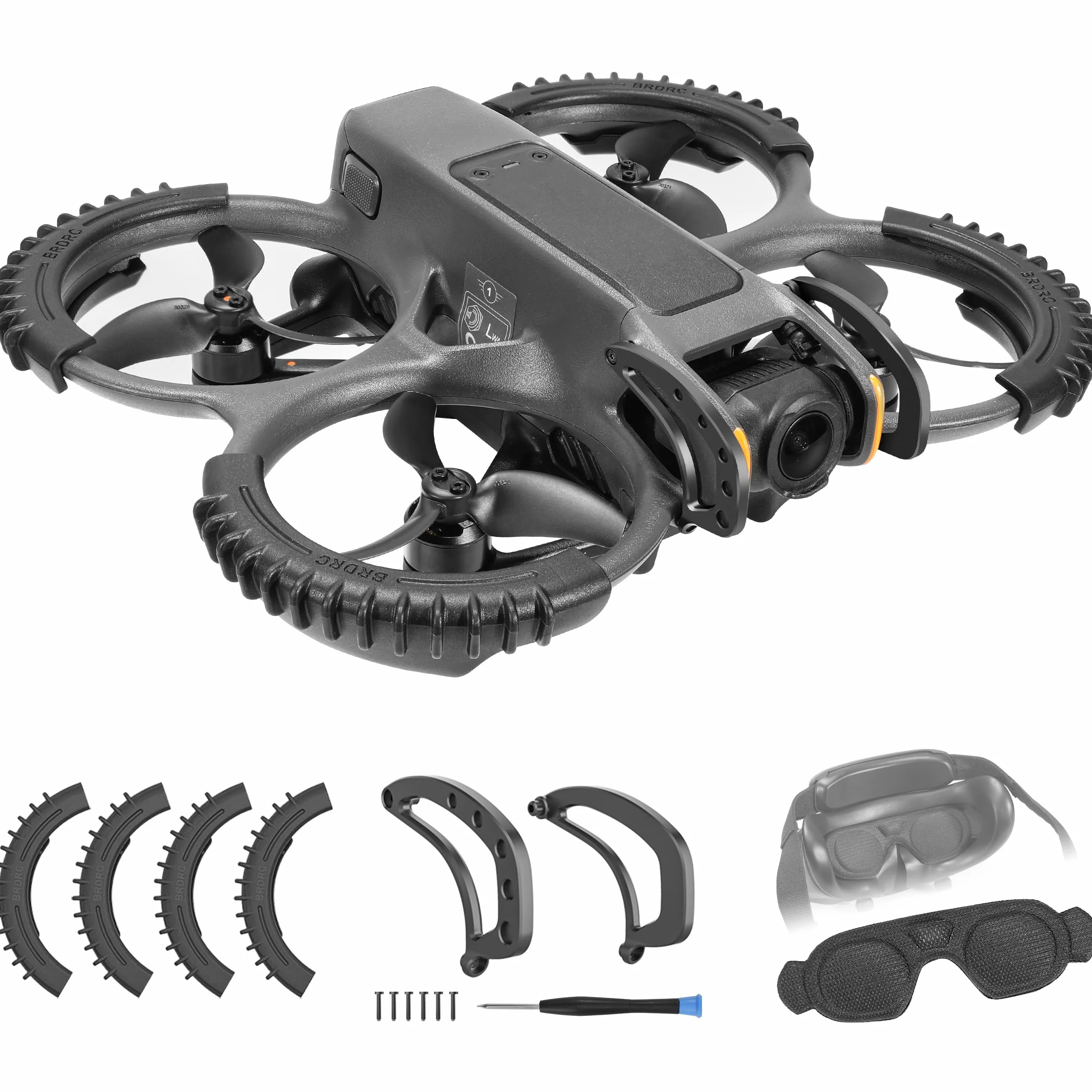 FPVtosky Kit d'accessoires 3 en 1 Avata 2, pare-chocs de cardan + protecteur d'hélice + housse de protection pour lunettes compatible avec drone DJI Avata 2 et lunettes