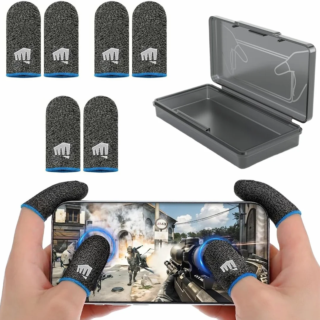 3 paire doigtiers de jeu et 1 boîte, étui de jeu mobile, gants pour écran tactile résistants à la transpiration, adaptés aux doigts pour les jeux sur écran tactile, doigtiers de jeu, jeux sur