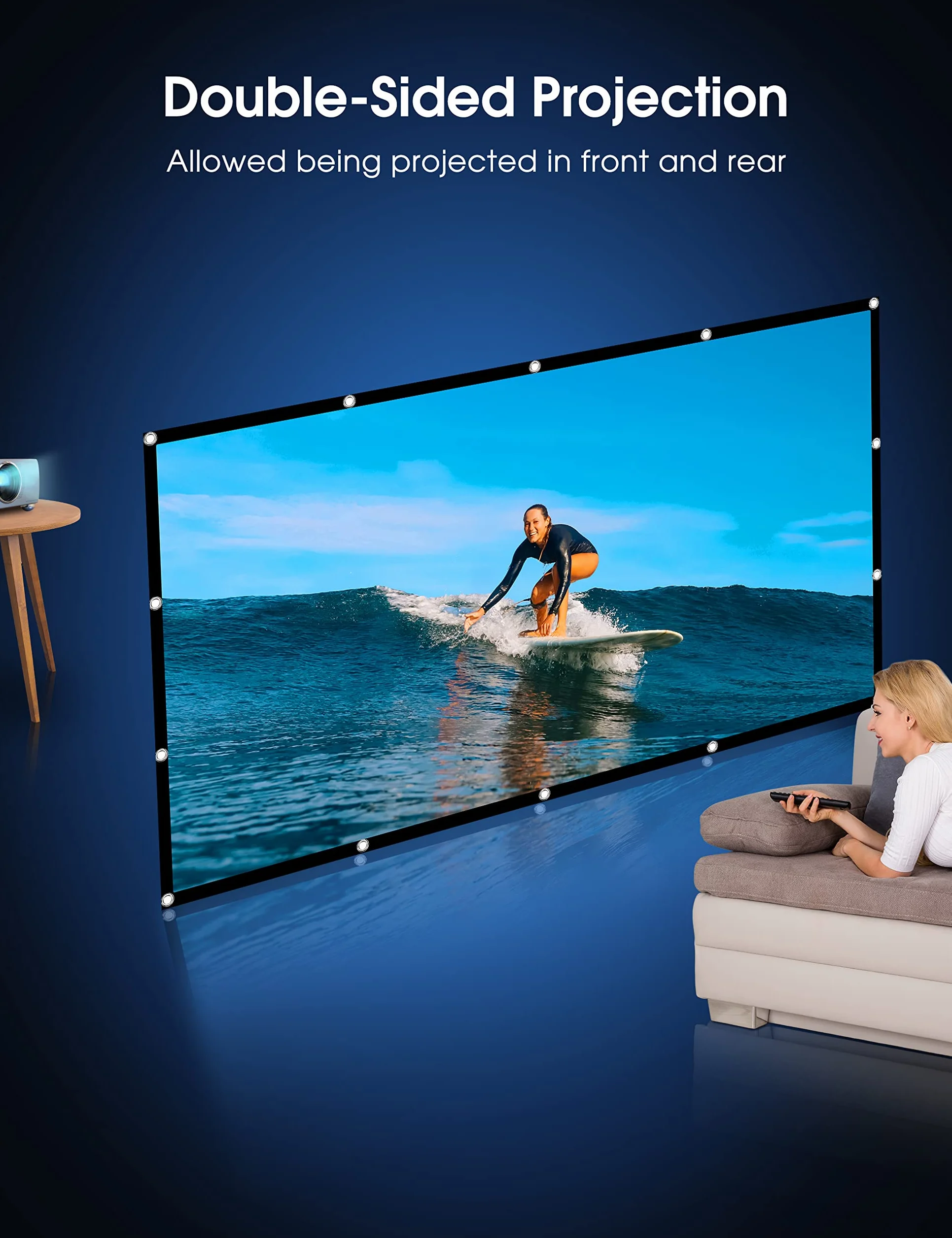 Osoeri Écran de Projection Portable 100 Pouces 16:9 HD Double Face Anti-Plis