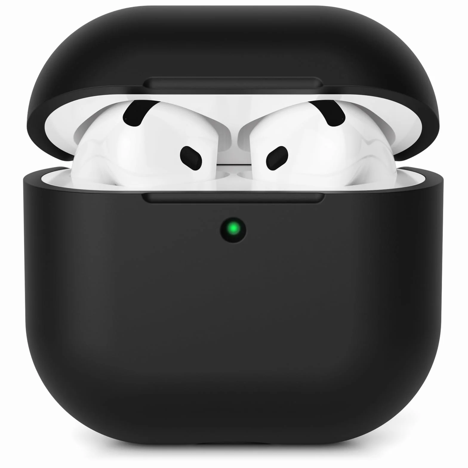 Coque Compatible avec Airpods 4 (2024), Housse Étui Protection Antichoc Anti-Rayures en Silicone Case Cover pour AirPods 4ᵉ Génération Housse, LED Avant Visible, Noir