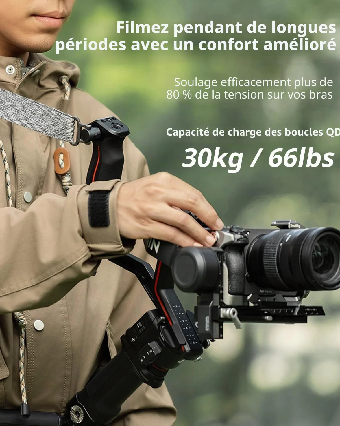 SMALLRIG RS3 RS2 Bandoulière Réduisant Le Poids Compatible avec SMALLRIG Poignée pour DJI, Ceinture à Cardan avec Boucles à Dégagement Rapide QD pour DJI RS4 Mini / RS4 Pro/RS 3/RS 2-4118C