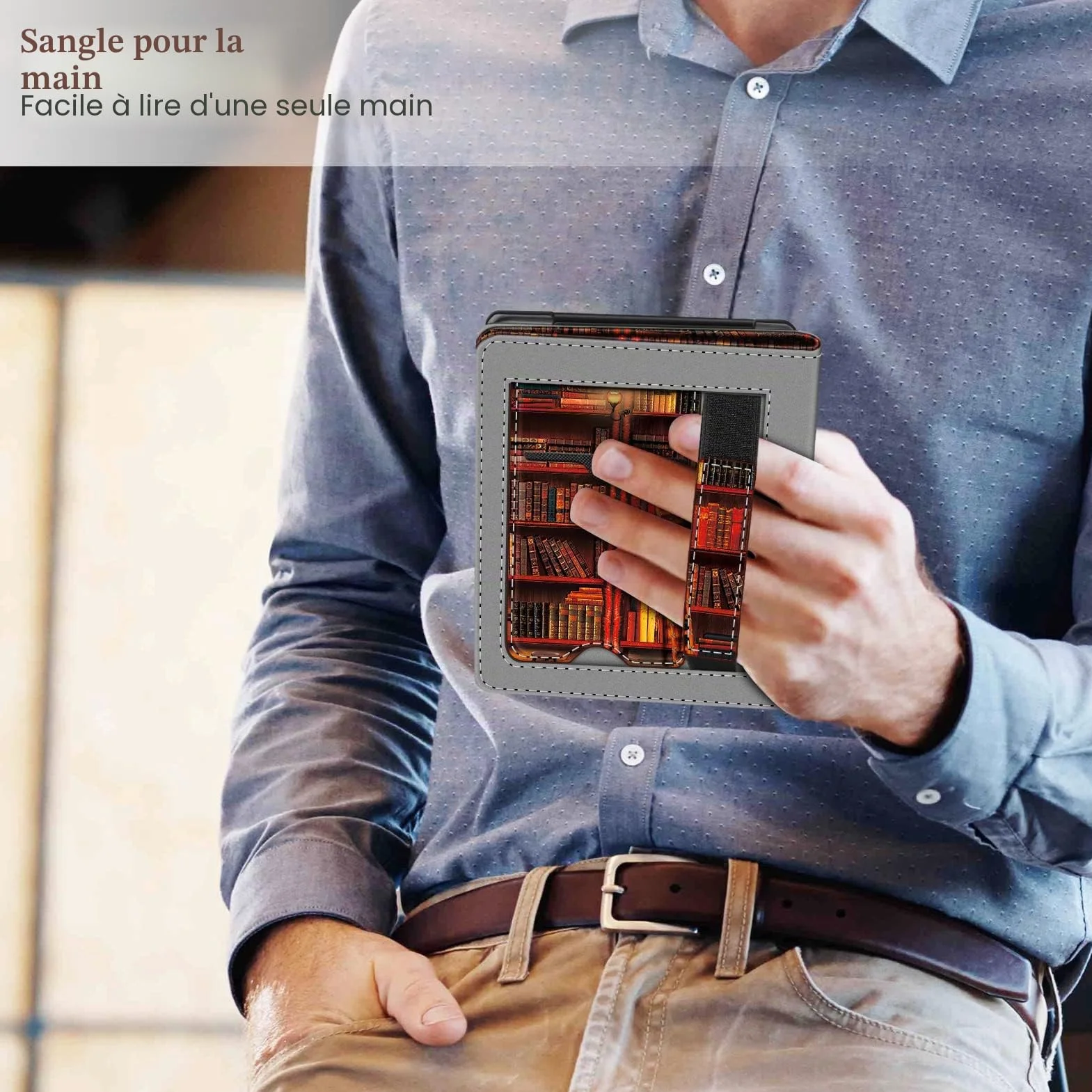 FINTIE Étui Compatible avec 6” Kobo Clara Colour/BW 2024 et Kobo Clara 2E 2022 - Coque Liseuse Housse avec Béquille, Fente pour Carte et Dragonne, Bibliothèque