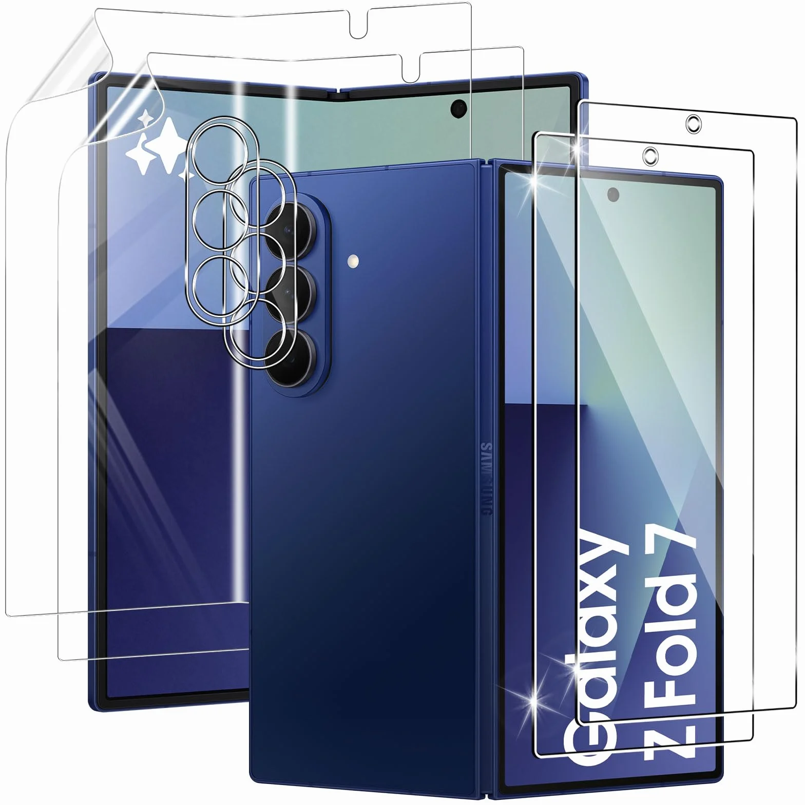 QULLOO Verre Trempé pour Samsung Galaxy Z Fold 7 / Fold7 5G, [2+2+2] Avant 9H Dureté Protection Écran + Protection Décran intérieure en TPU + Caméra Protecteur, Aux Rayures Film Protection