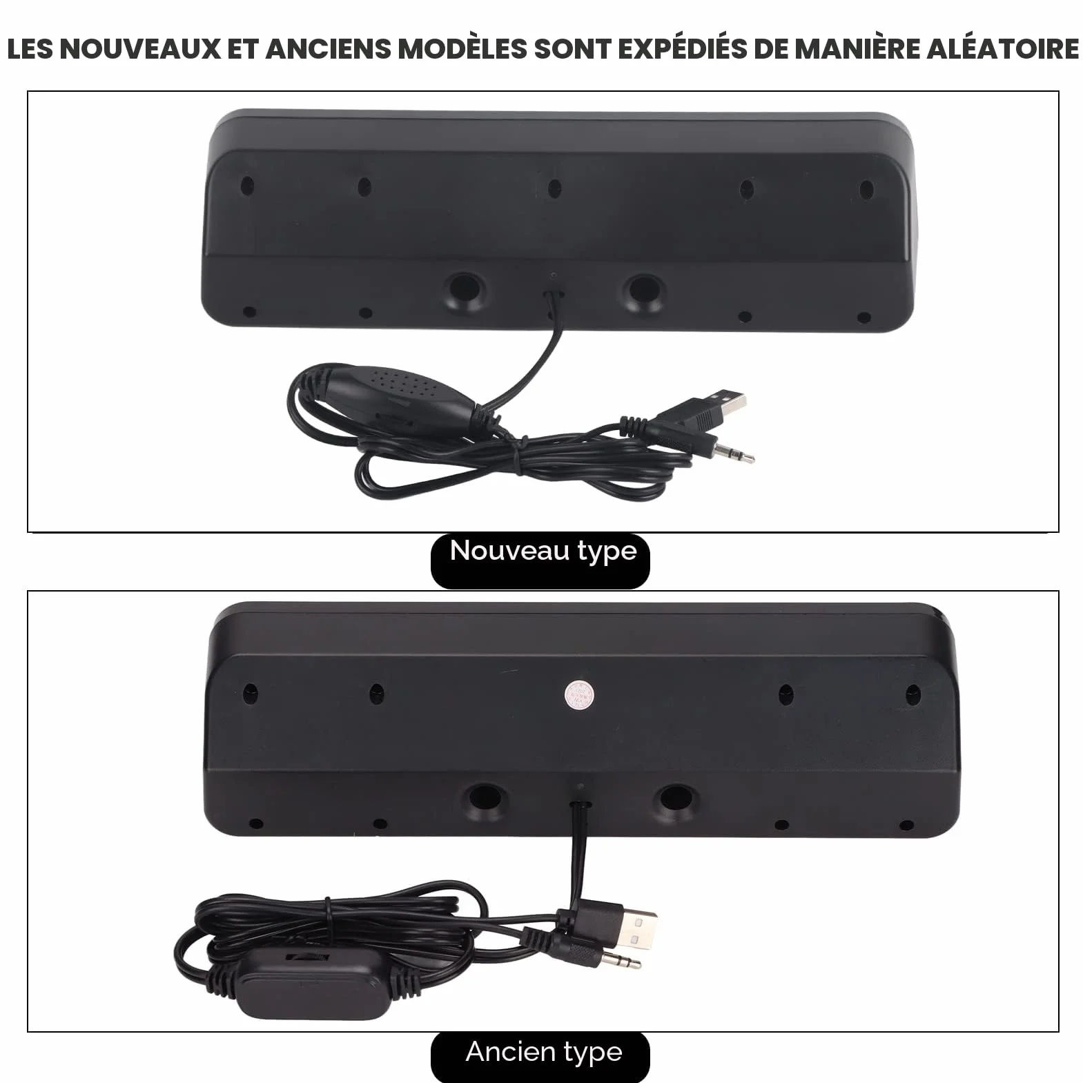 Barre de Son pour TV, Haut-Parleur Filaire Portable HiFi Stéréo Caisson de Basses, USB, Prise 3,5 mm