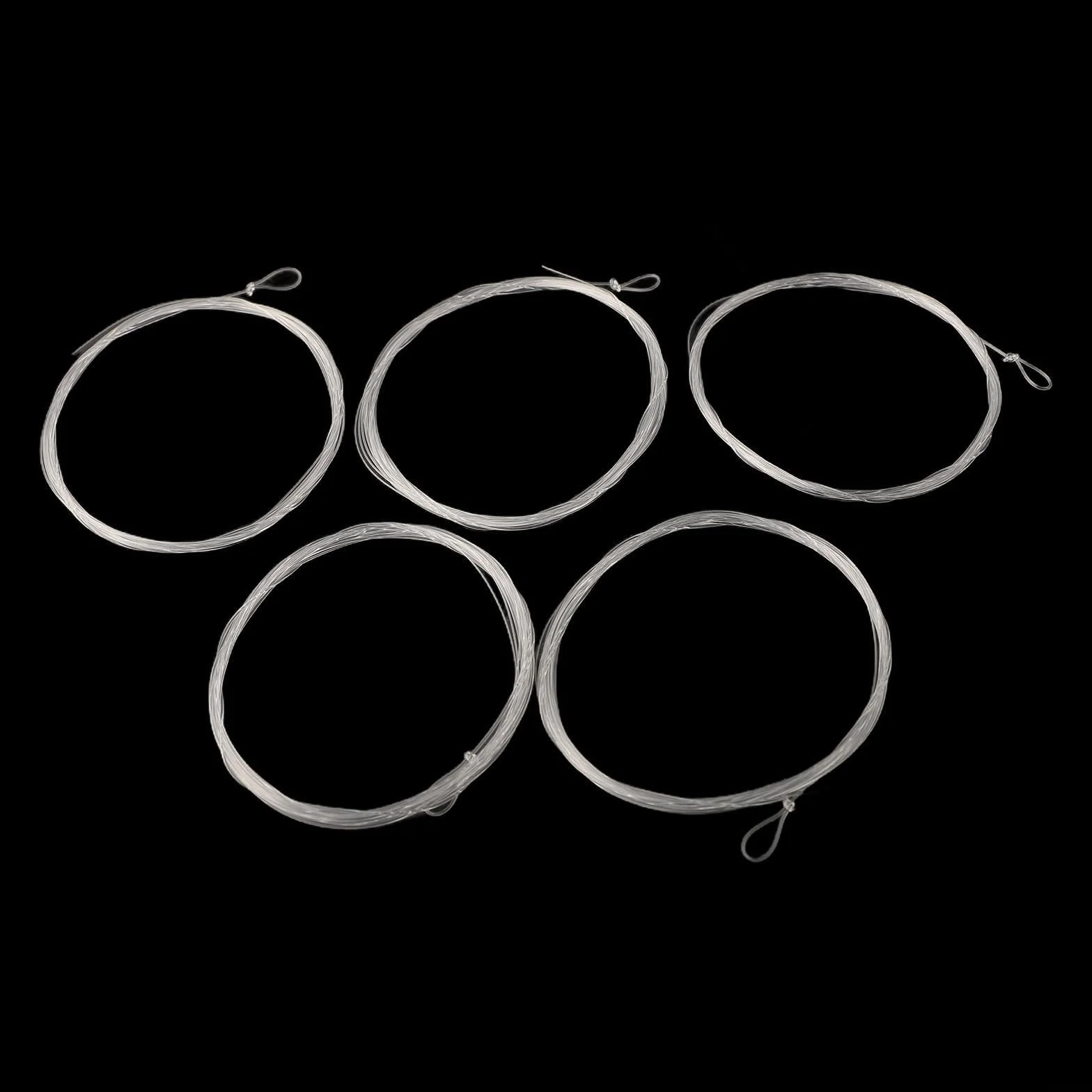 Lot de 5 lignes de pêche à la mouche en nylon transparent invisible avec boucle pré-attachée pour truite, bar, brochet