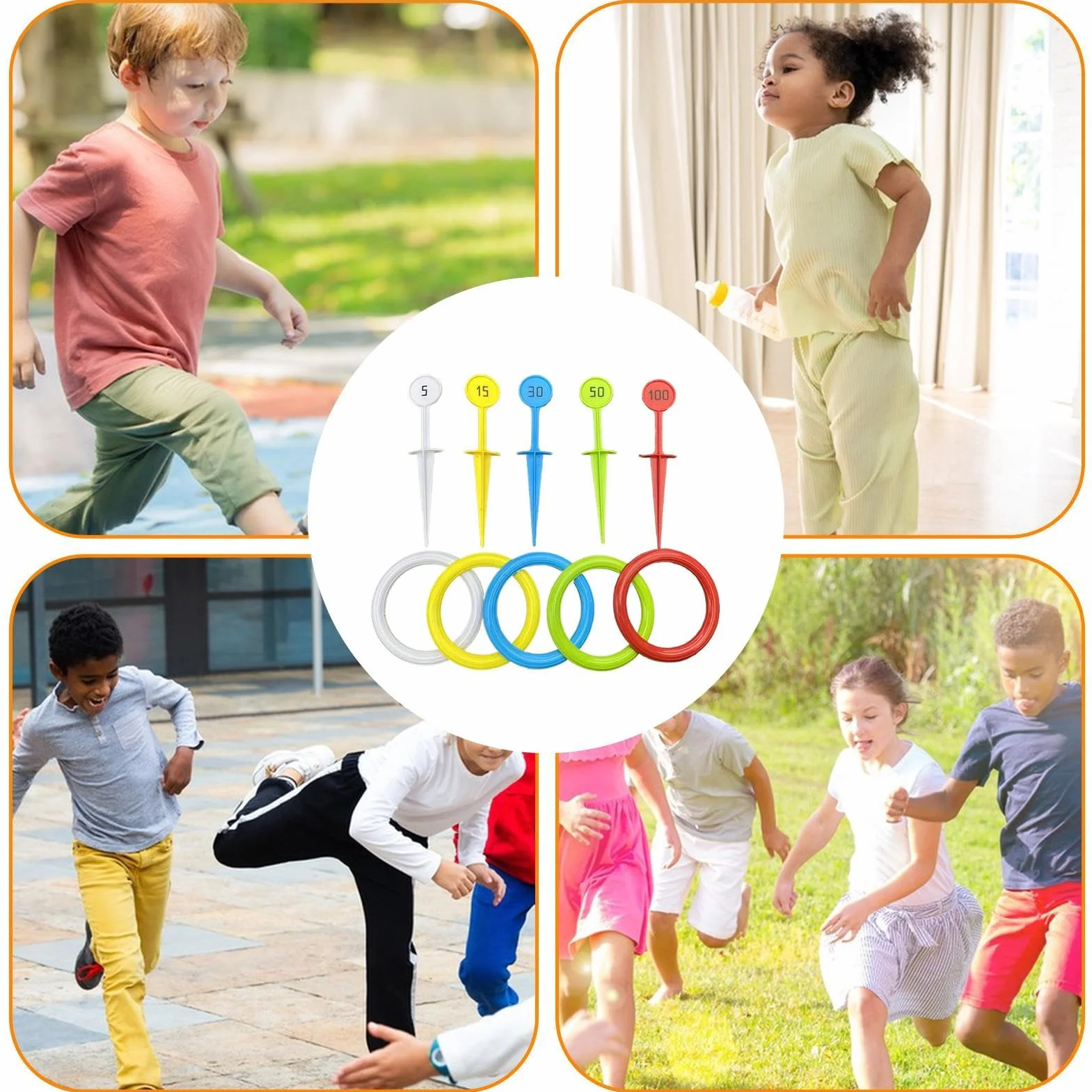 Jeu De Lancer D'anneaux pour Adultes - Jeux Extérieurs Colorés pour Jardin, Accessoire Sportif De Cour