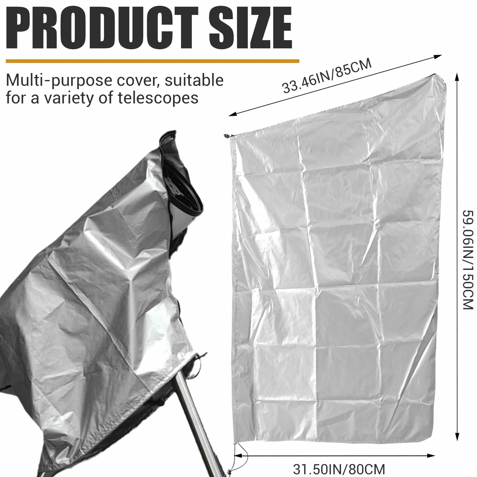 Housse de télescope avec cordon de serrage réglable - Housse de protection solaire étanche à la poussière - Pour l'intérieur et l'extérieur - 150 x 85 cm
