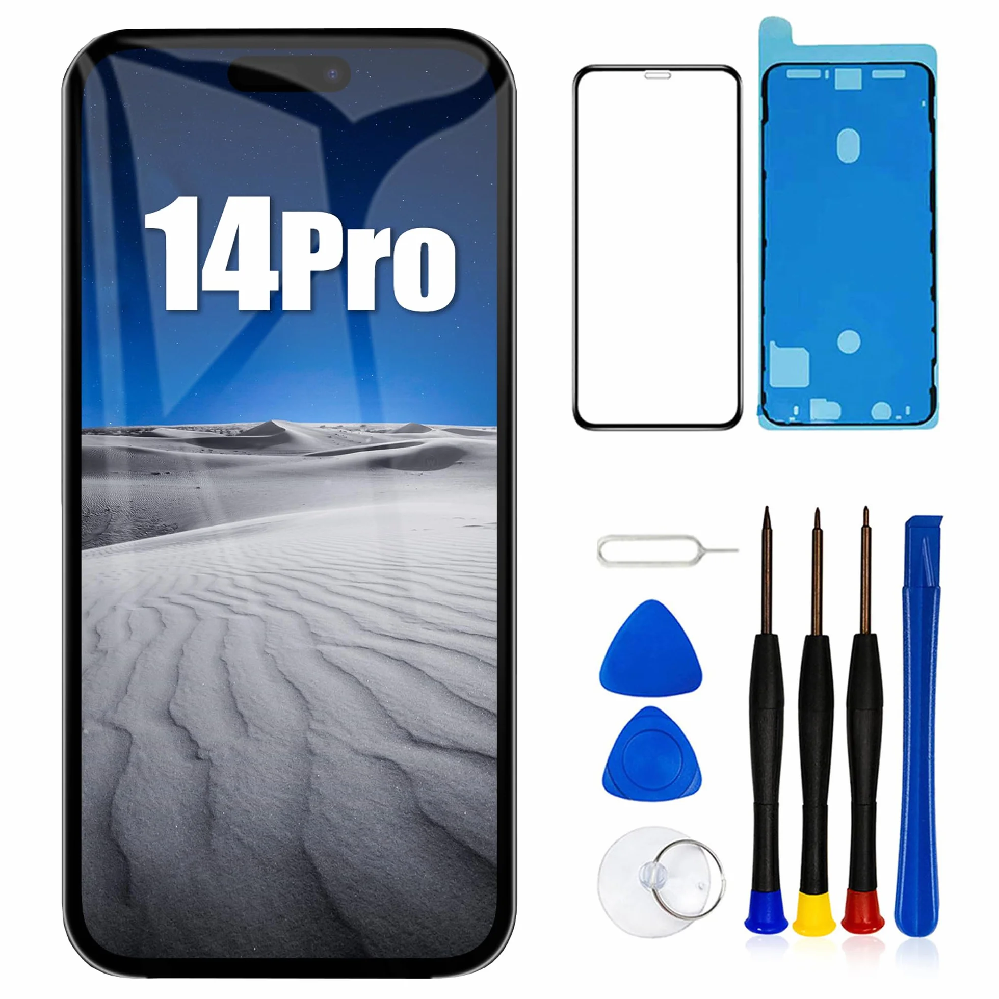 pour iPhone 14 Pro Remplacement de l'écran LCD 6,1 Pouces Assemblage du numériseur de l'écran Écran Tactile,avec Outil de réparation de l'assemblage du Cadre