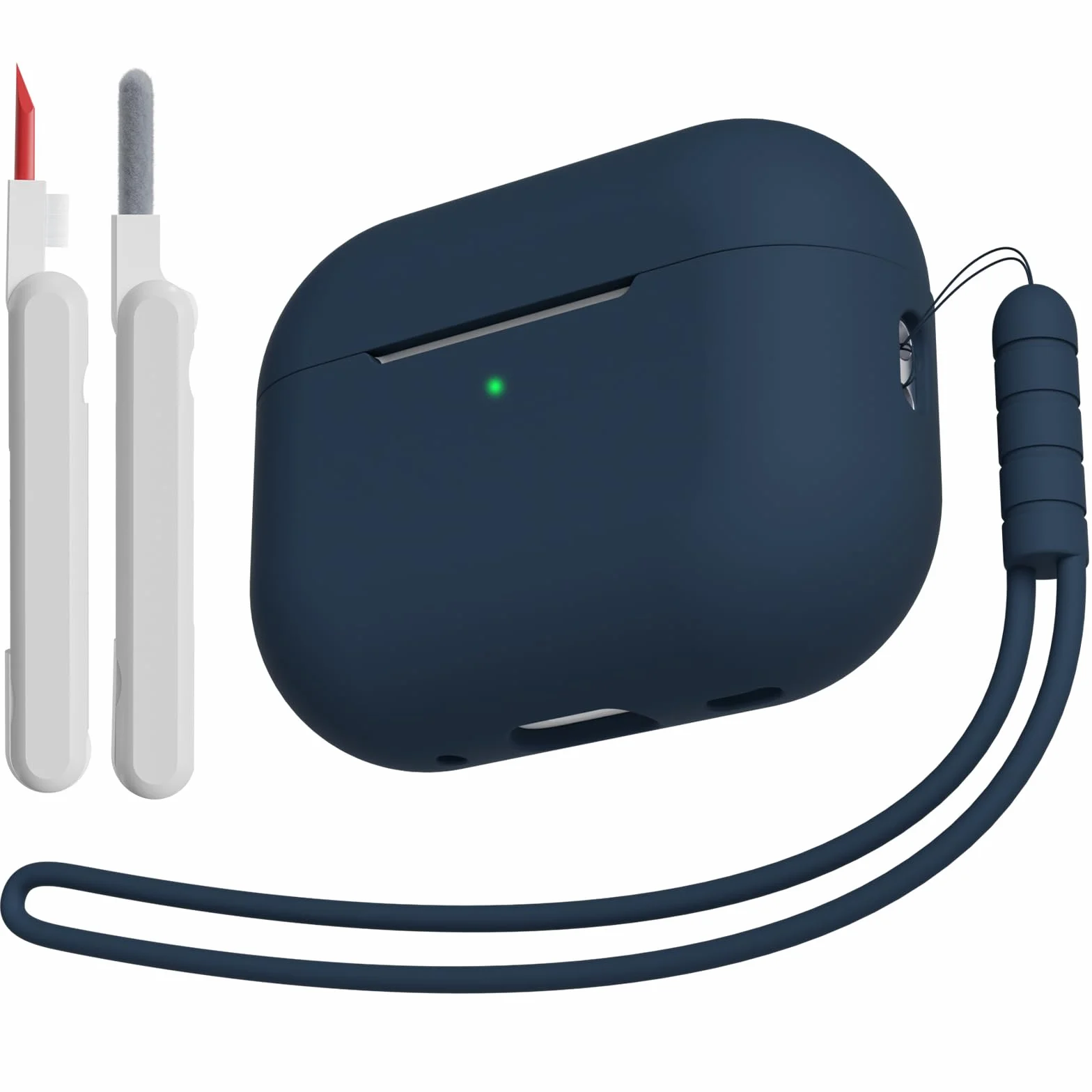 Étui Silicone AirPods Pro 2/1 Génération avec Lanière et Kit Nettoyage, Midnight Blue
