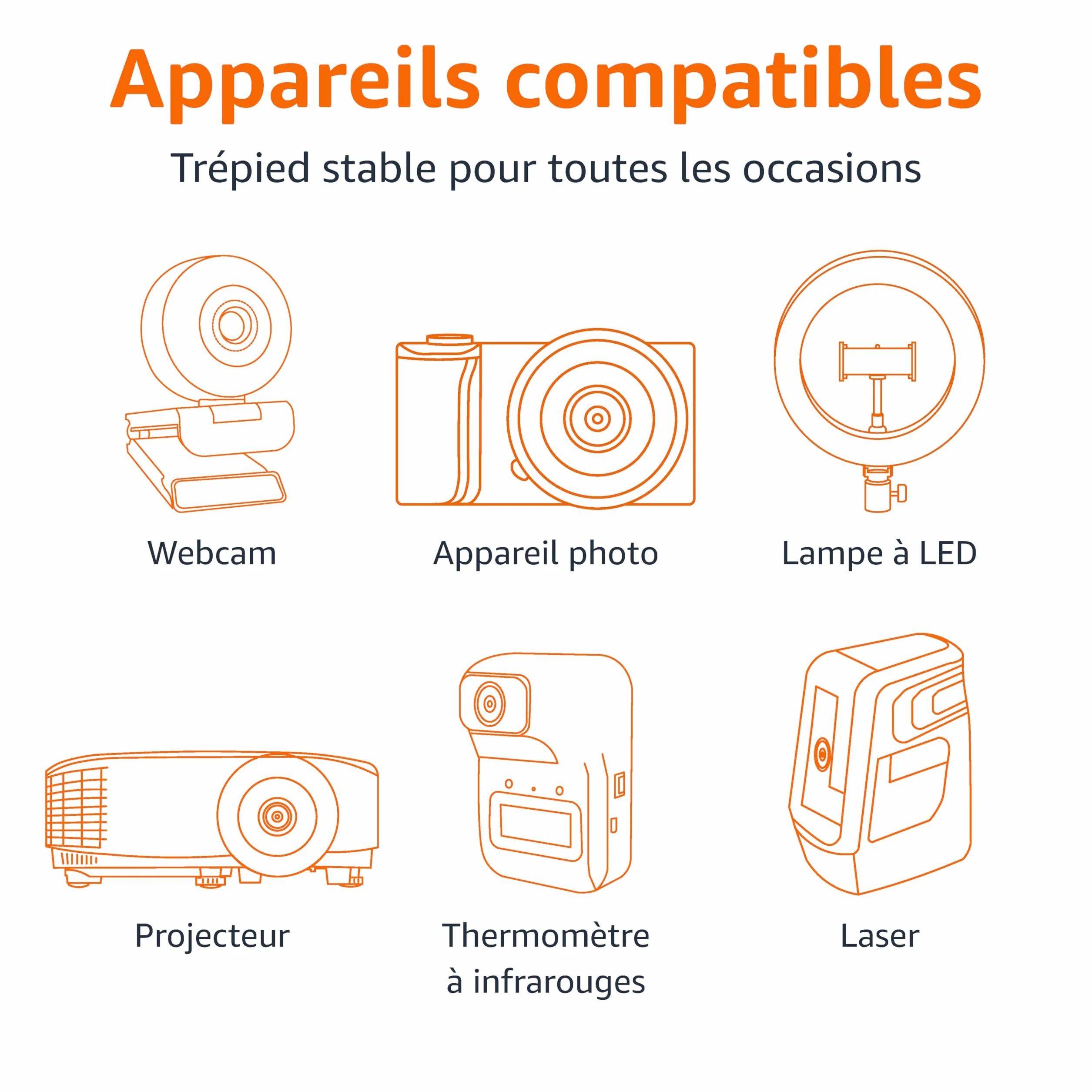 Amazon Basics Trépied 127,0cm pour Appareil Photo Reflex Numérique, Léger, avec Sac, Hauteur Réglable, Champagne