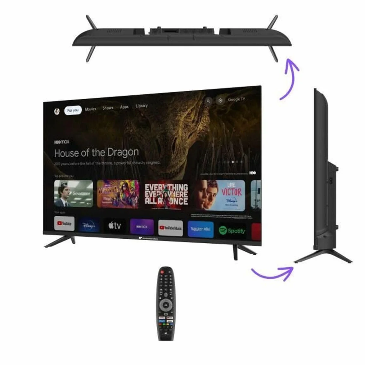 TV LED - CONTINENTAL EDISON - CELED43SGQLD24B6 - 43'' (109 cm) - QLED UHD 4K 3840x2160 - SMART GOOGLE - 4xHDMI - 2xUSB