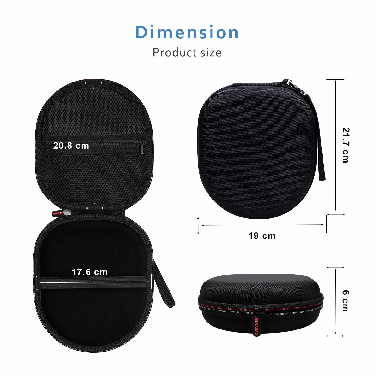 XANAD Housse Étui Casque JBL Tune 530BT 520BT 510BT 680NC 670NC 660BTNC Junior 470NC 320BT Soundcore Q20i Q30 Sony 720N 520 MDR-ZX110 Sac de Transport Rigide Cadeau Enfant Voyage École (Noir)