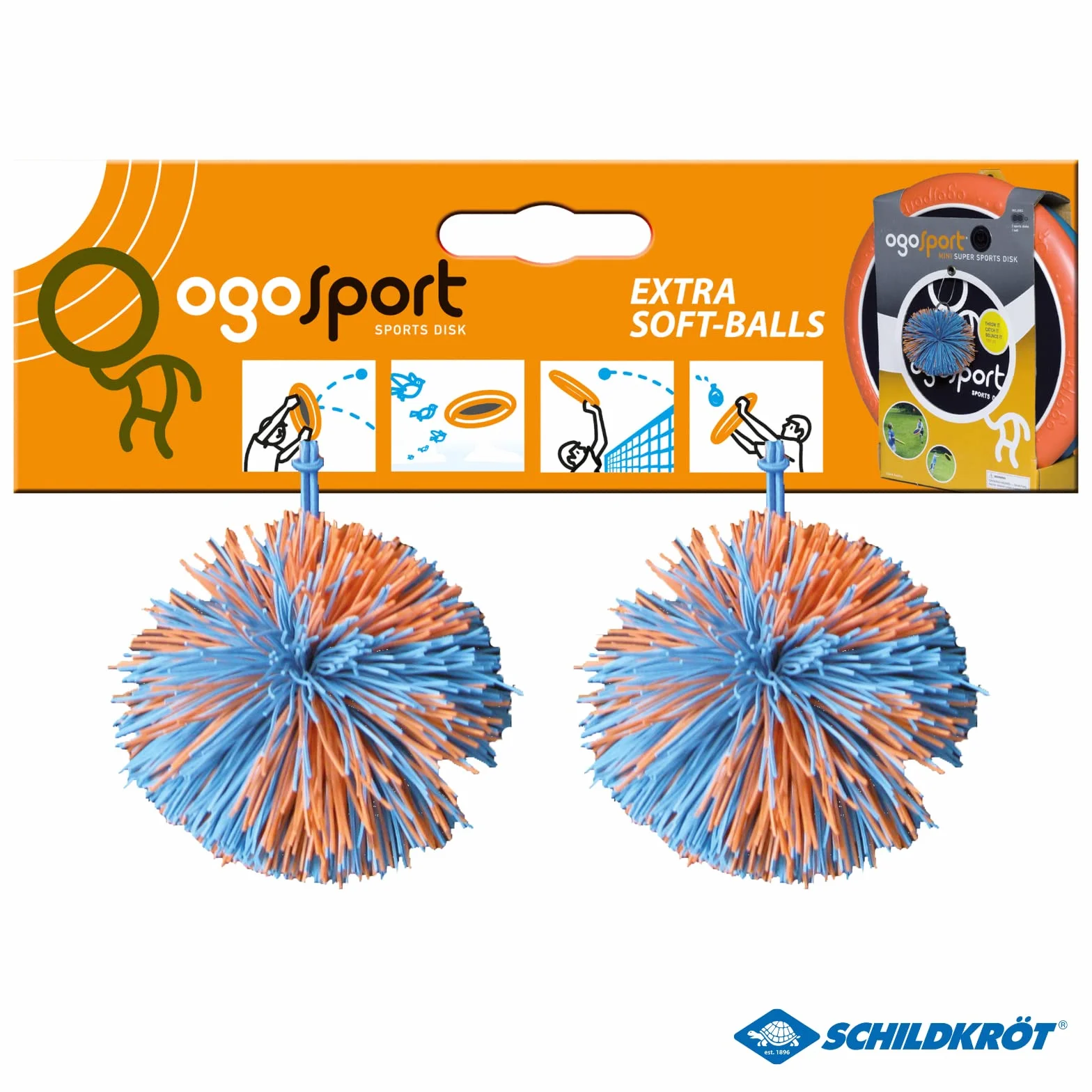 Schildkröt Ogo Sport Rechange 2 Balles Souples Ø6,5cm Bleu Jaune Orange