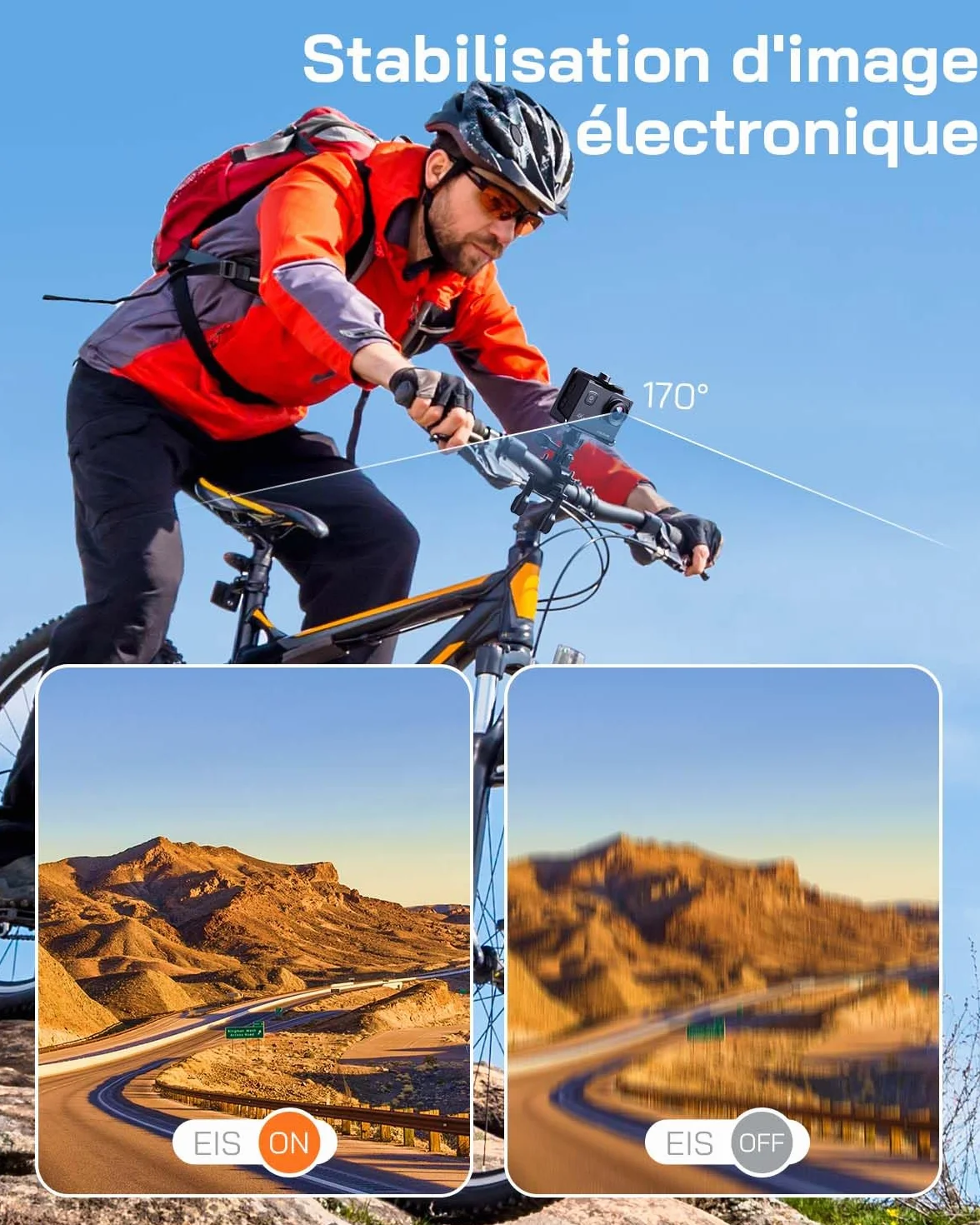 WOLFANG GA100 4K 30FPS Caméra Sport WiFi 20MP Étanche 40m avec Double Microphone Télécommande