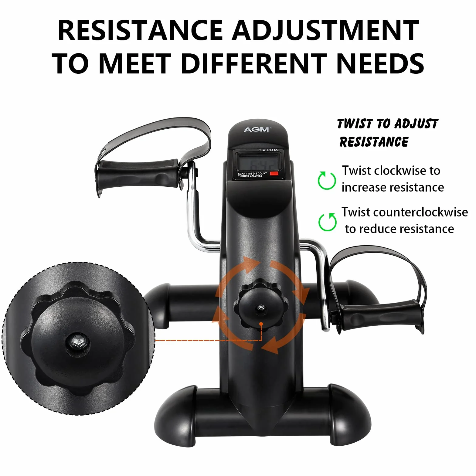 AGM Vélo d'Appartement Pliable Pédalier Résistance Réglable Ecran LCD pour Jambes et Bras