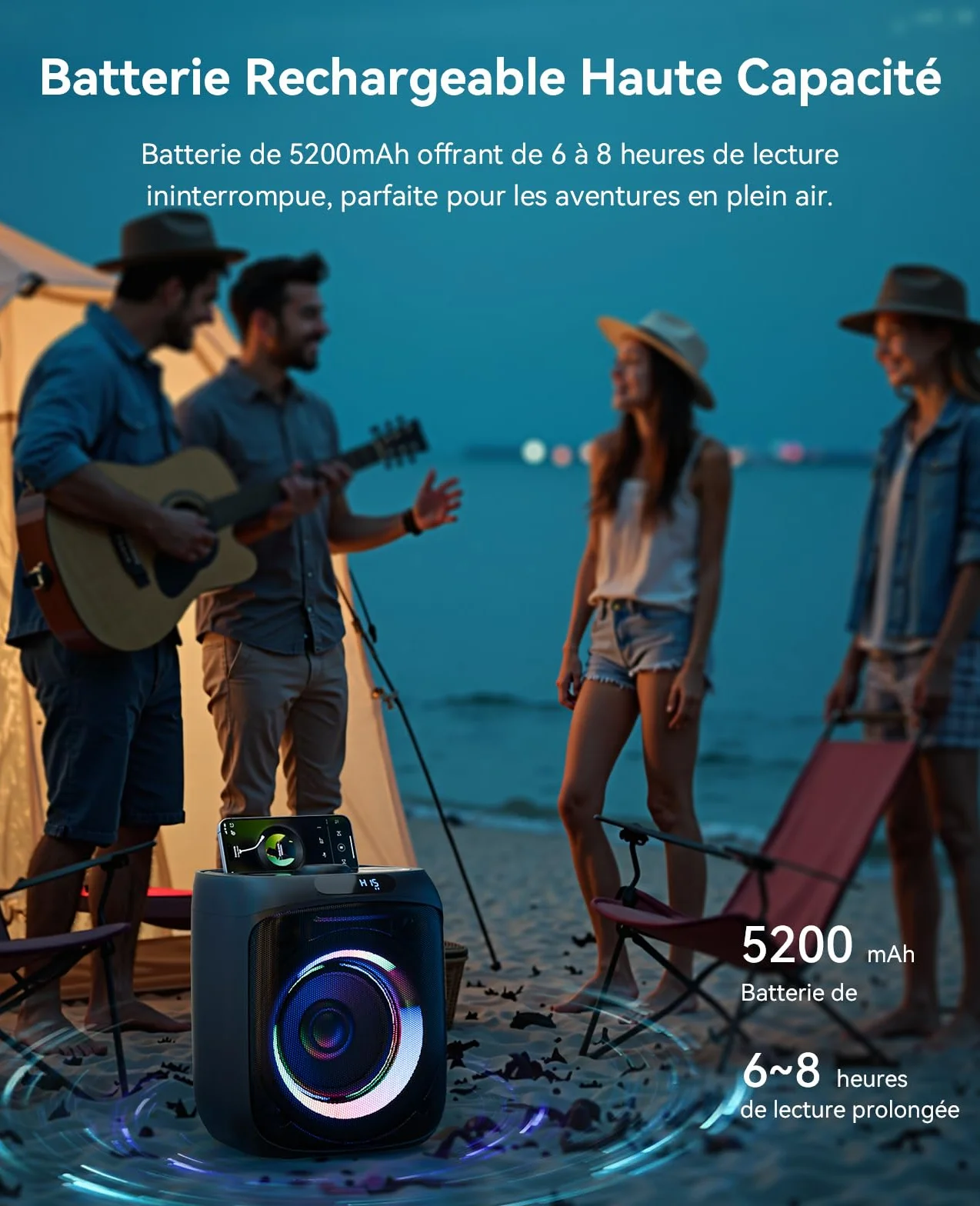 Enceinte Karaoke Adulte 400W Bluetooth sans Fil avec 2 Micros, Lumières LED, FM Radio, TWS/TF/USB/AUX