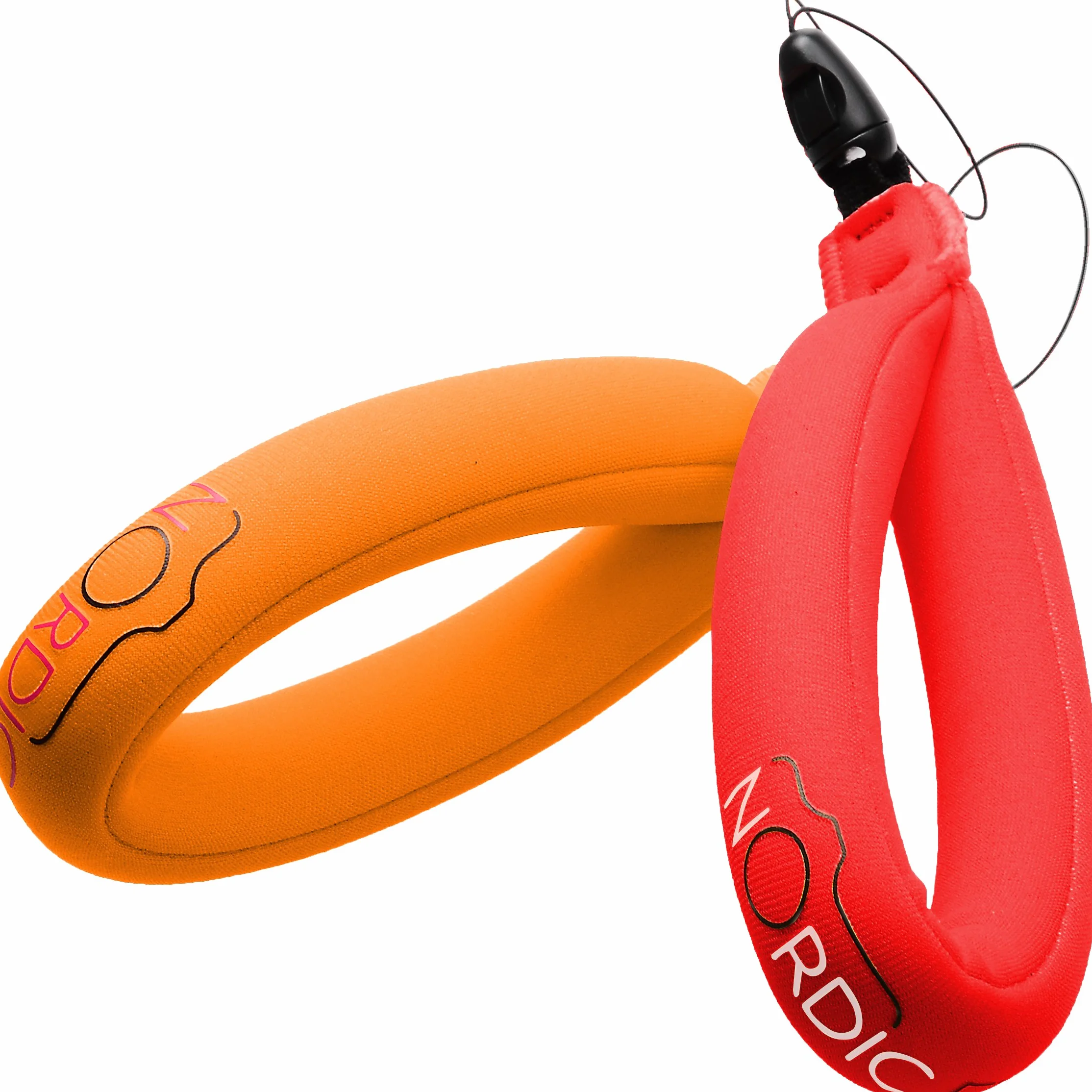 Lot de 2 flotteurs étanches pour appareil photo - Dragonne pour appareils sous-marins – GoPro/Panasonic Lumix et plus – Flotte téléphone, étui, maintient clés, évite couler – (rouge et orange)